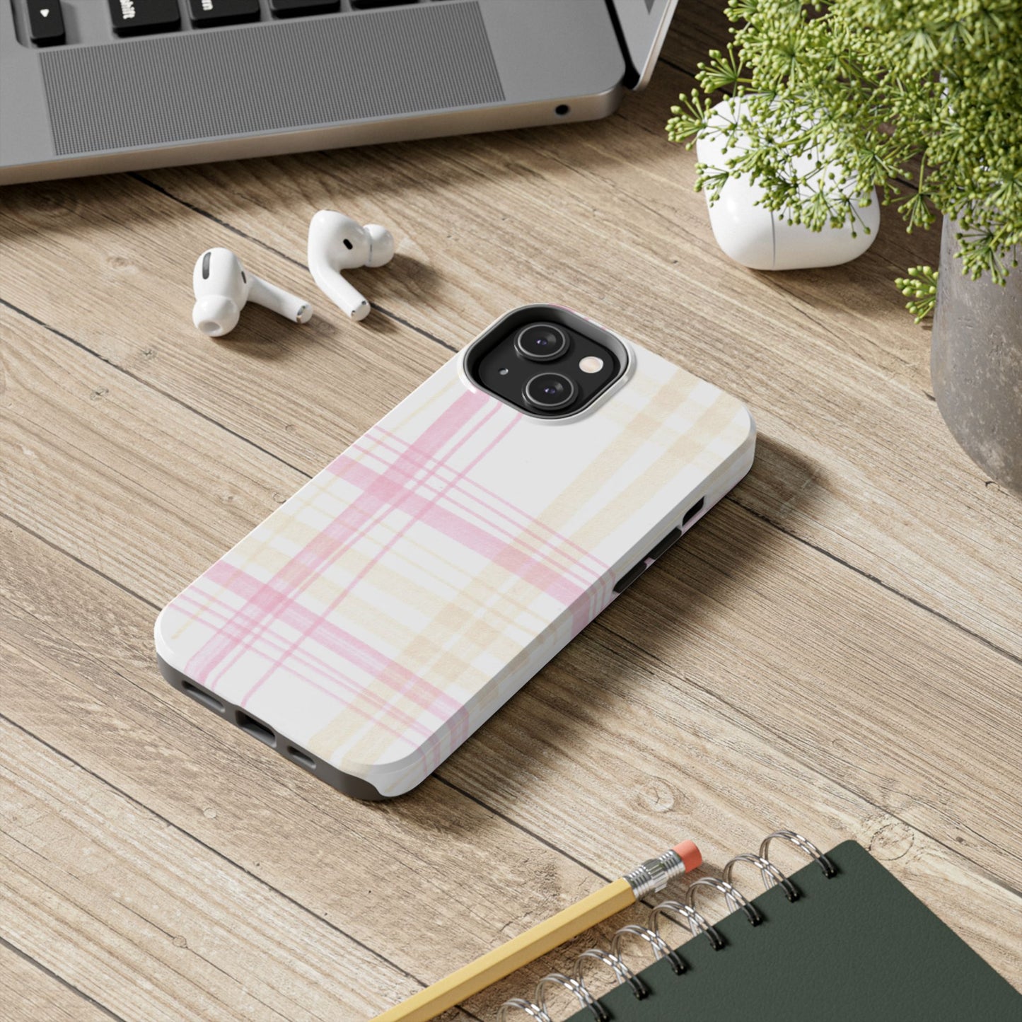 Flower Model Plaid Phone Case