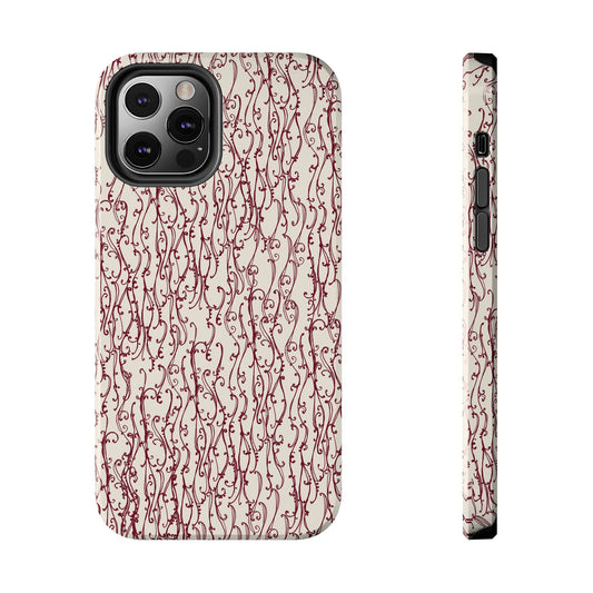 Swan Scroll Ivory / Red Phone Case