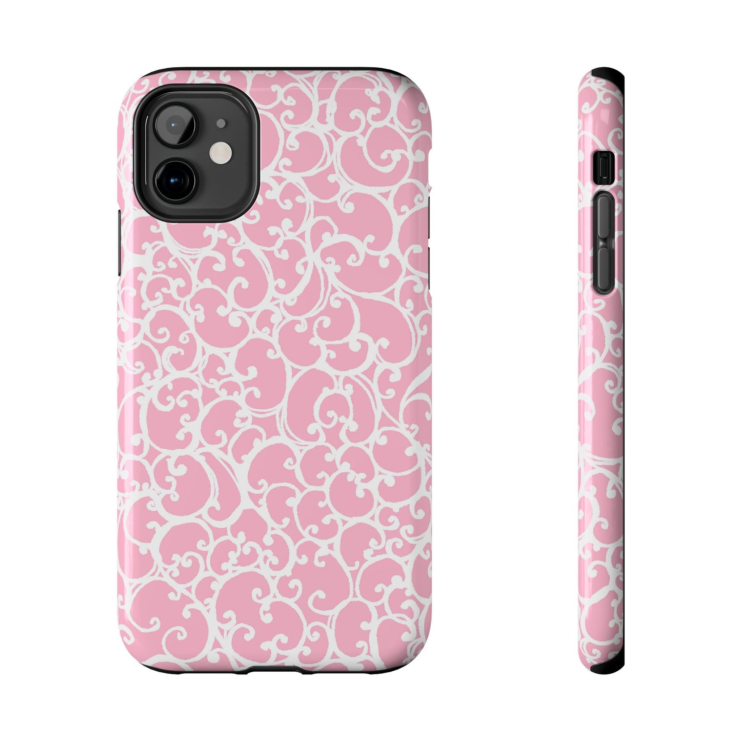 Scrollie Pink / White Phone Case