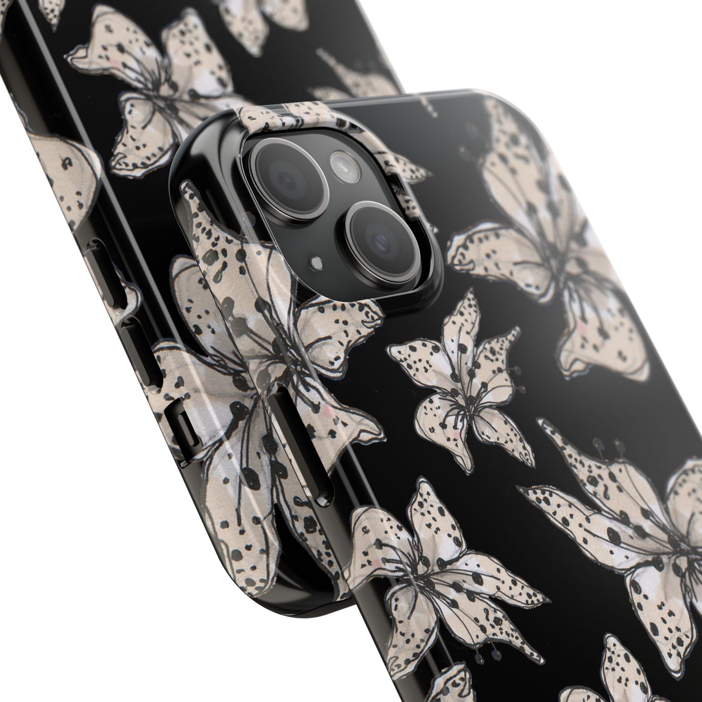 Spotted Lilies Black Phone Case