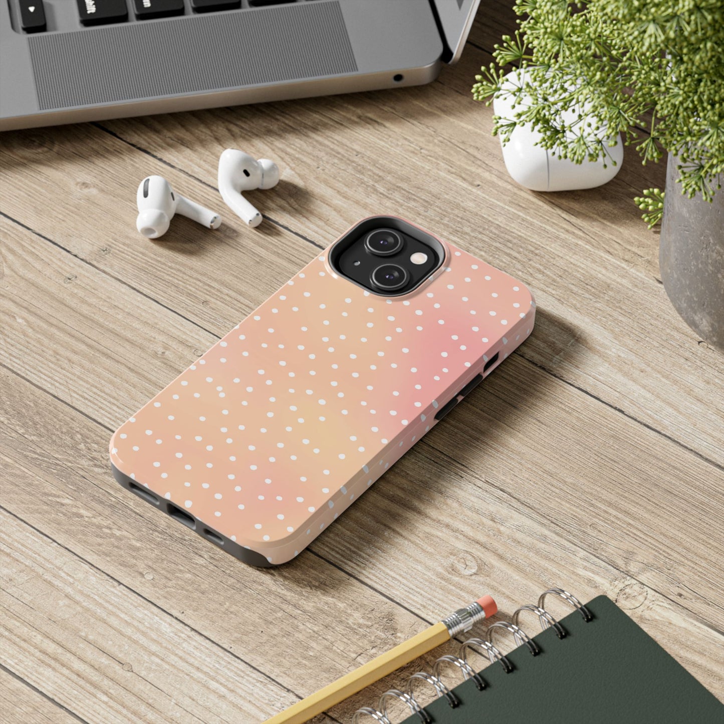 Dinky Dots Peach / White Phone Case