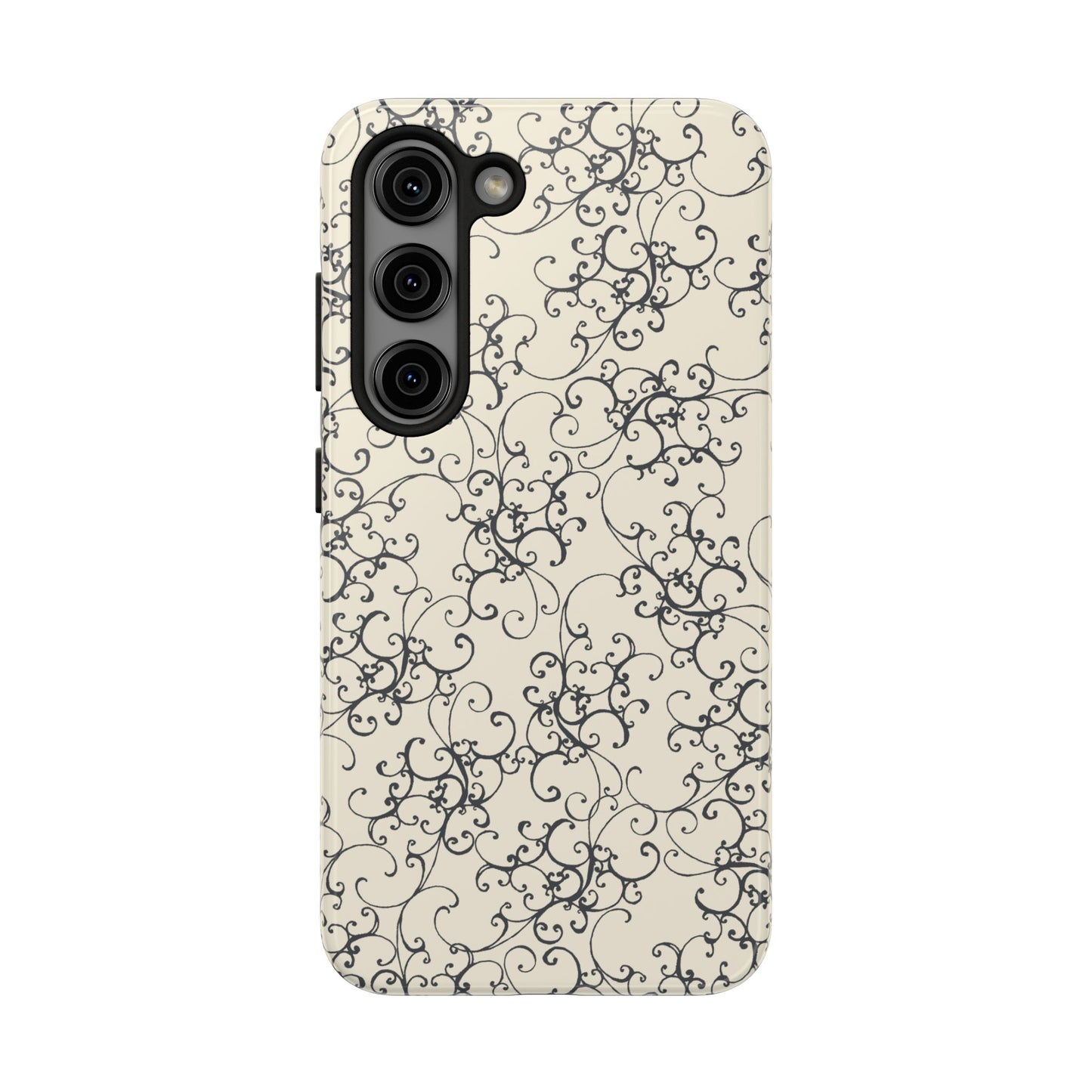 Elegant Scroll Ivory / Black Phone Case