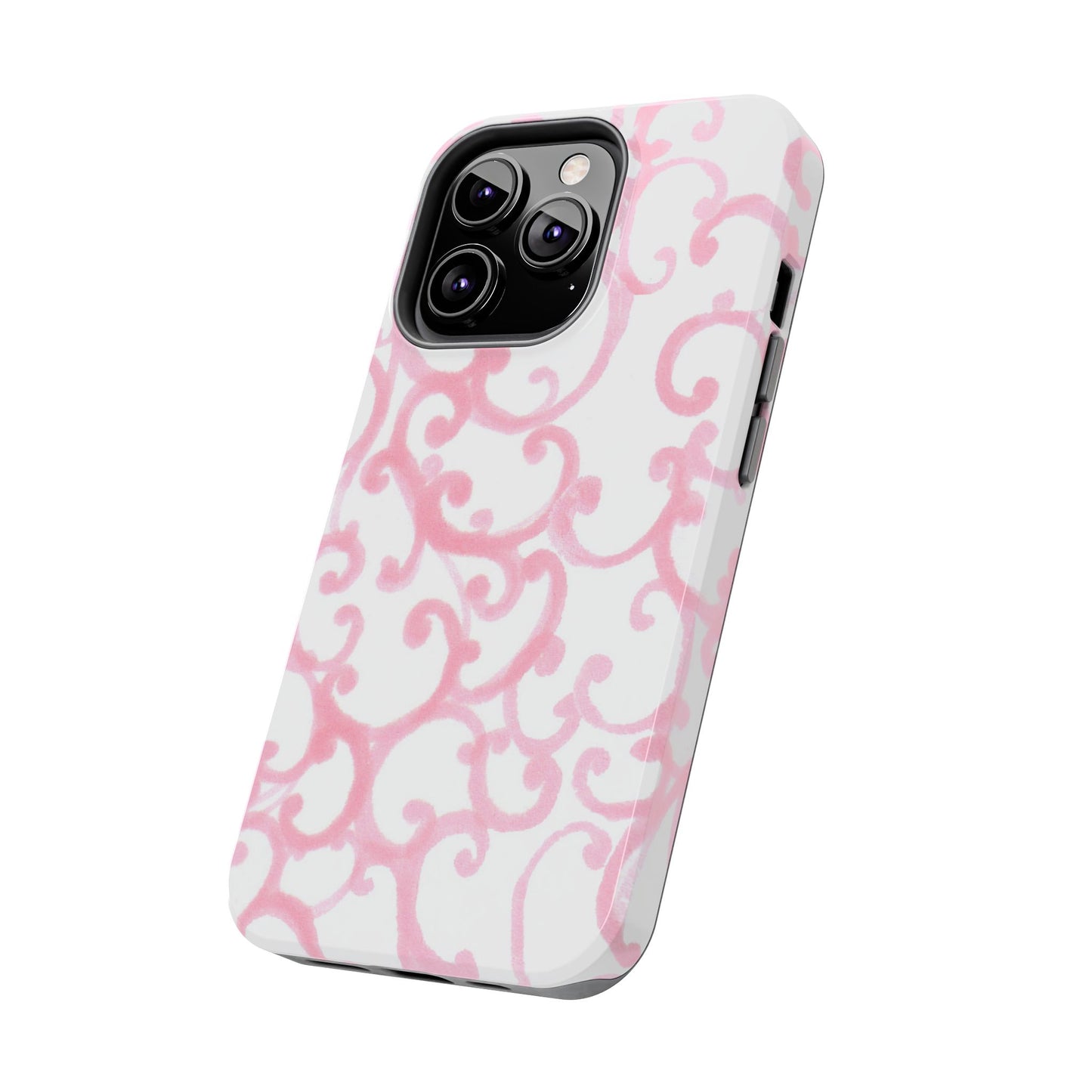 Scrollie White / Pink Phone Case