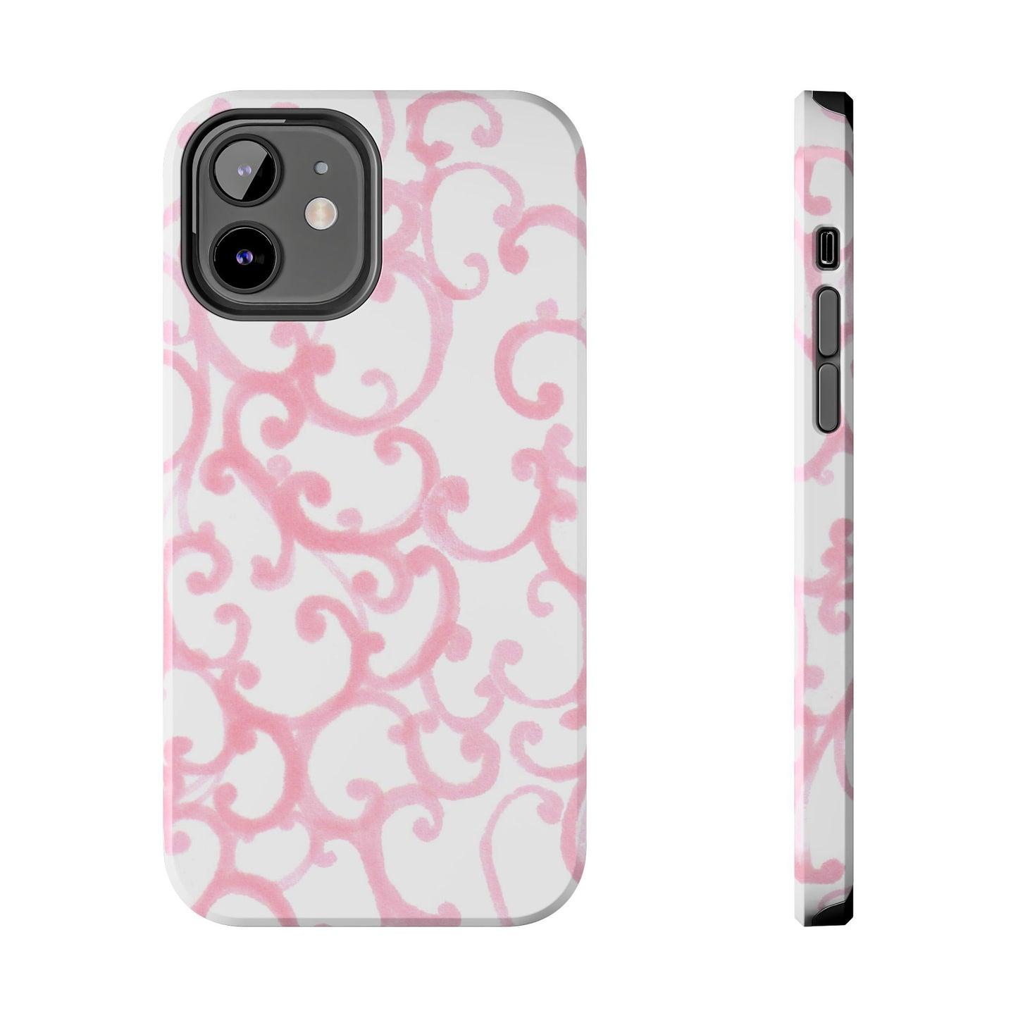Scrollie White / Pink Phone Case