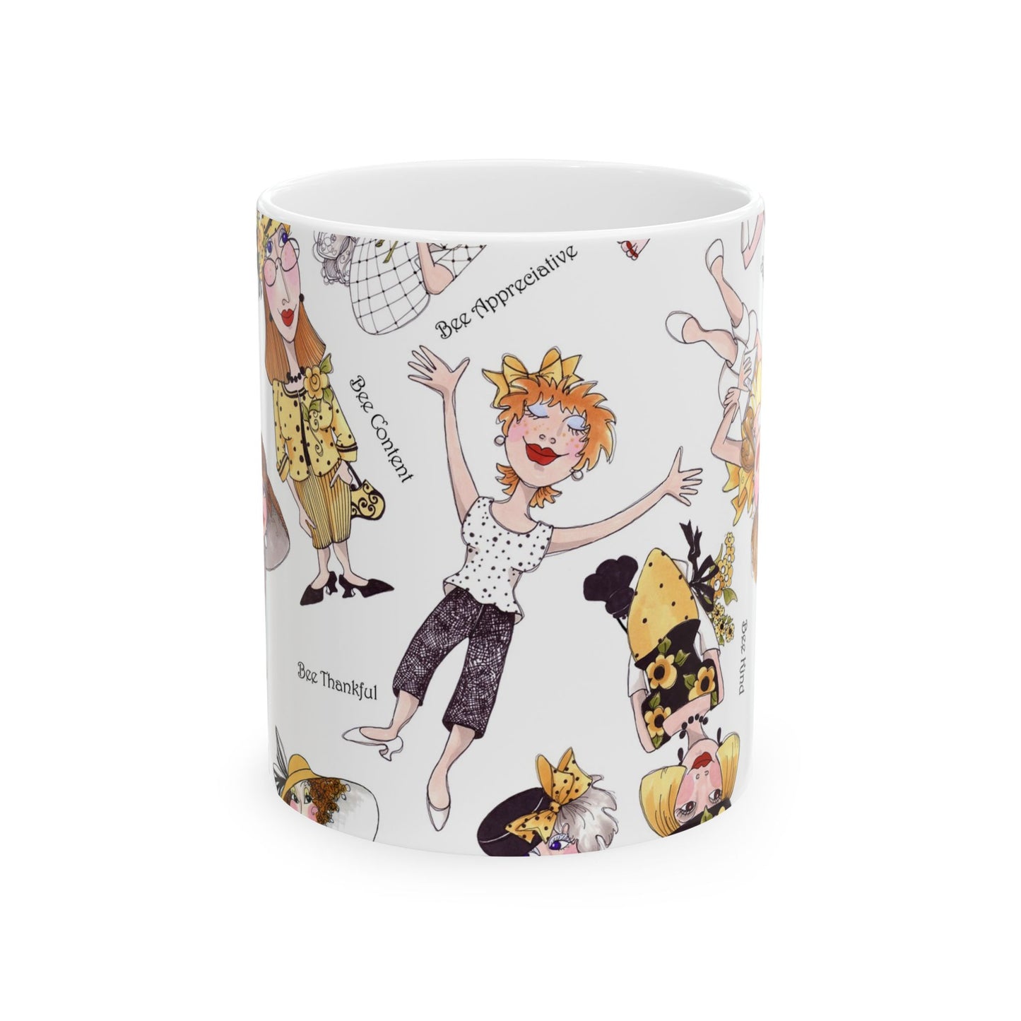 Bee Tossed White Cup