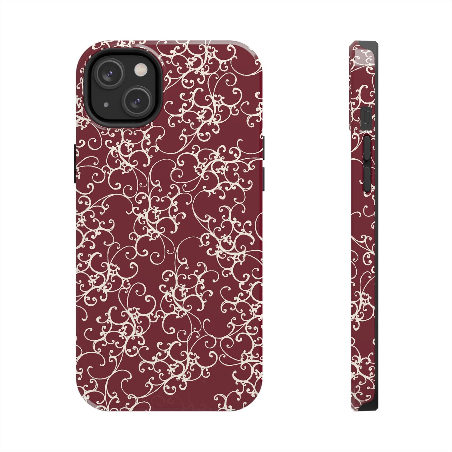 Elegant Scroll Red / Ivory Phone Case