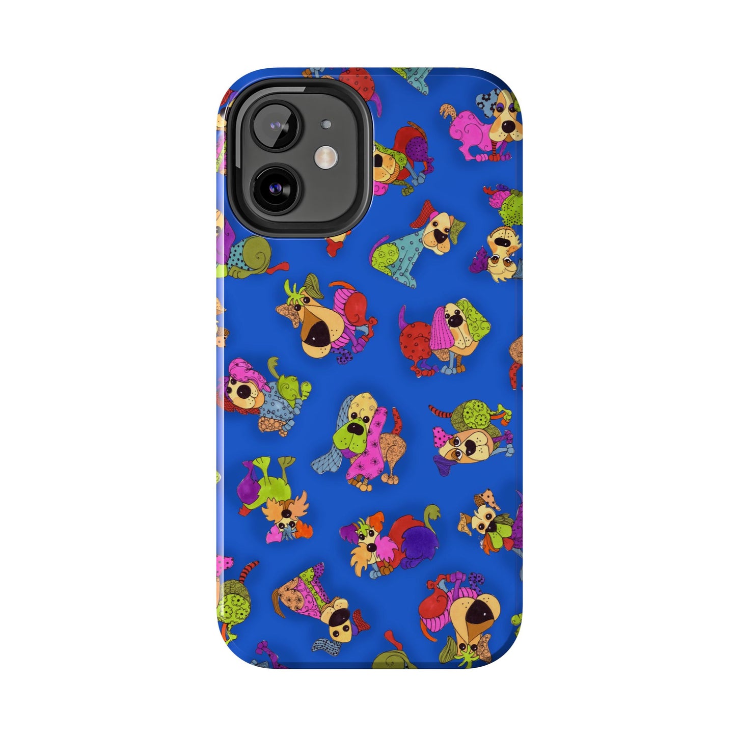 Tossed Happy Dogs Blue Phone Case