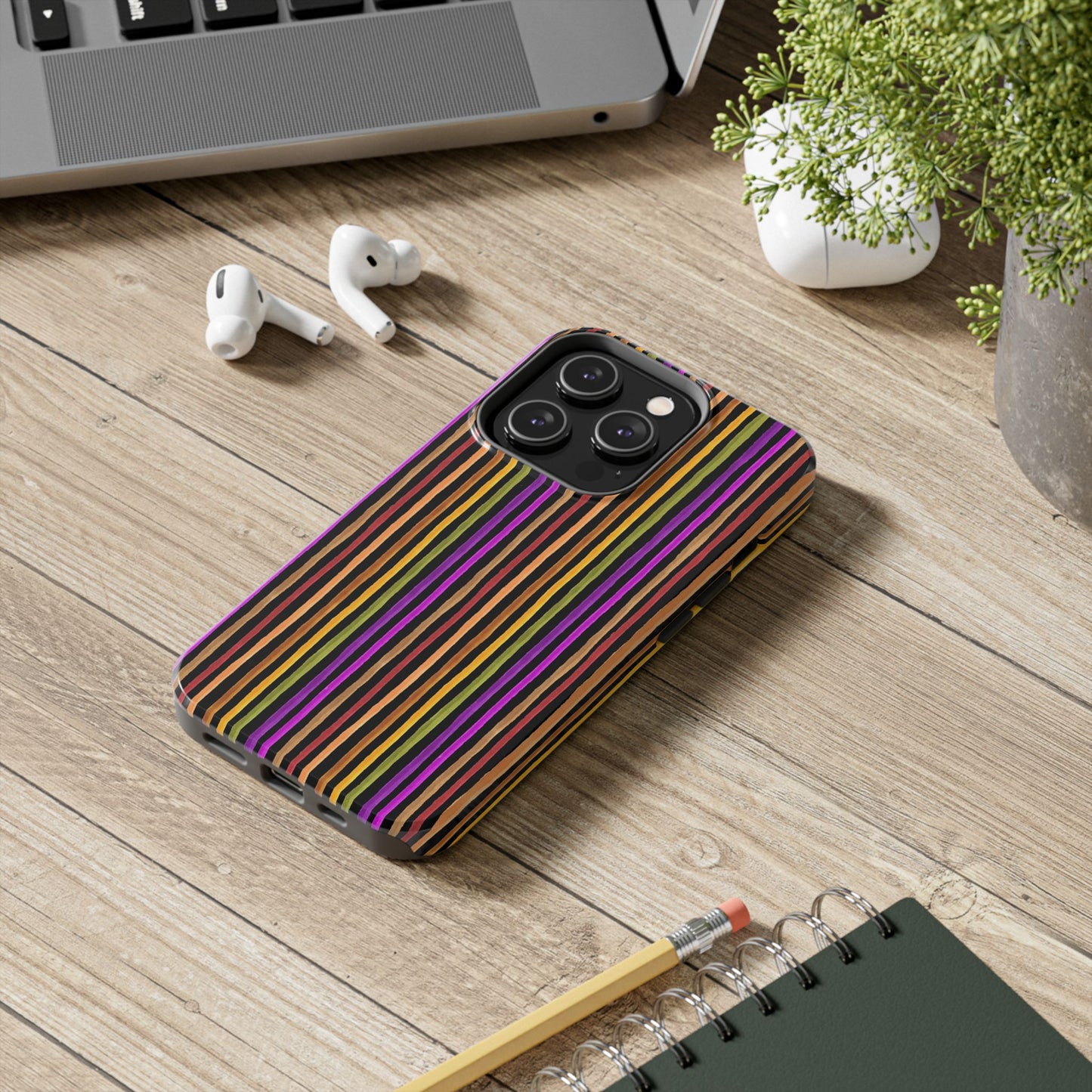 Spice Stripe Black Phone Case