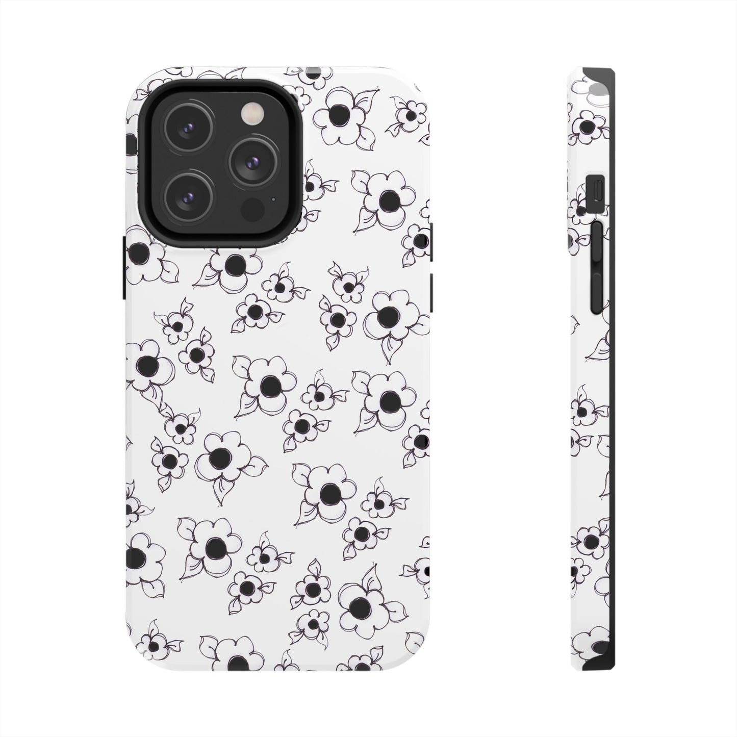 Daisy Cluster White / Black Phone Case