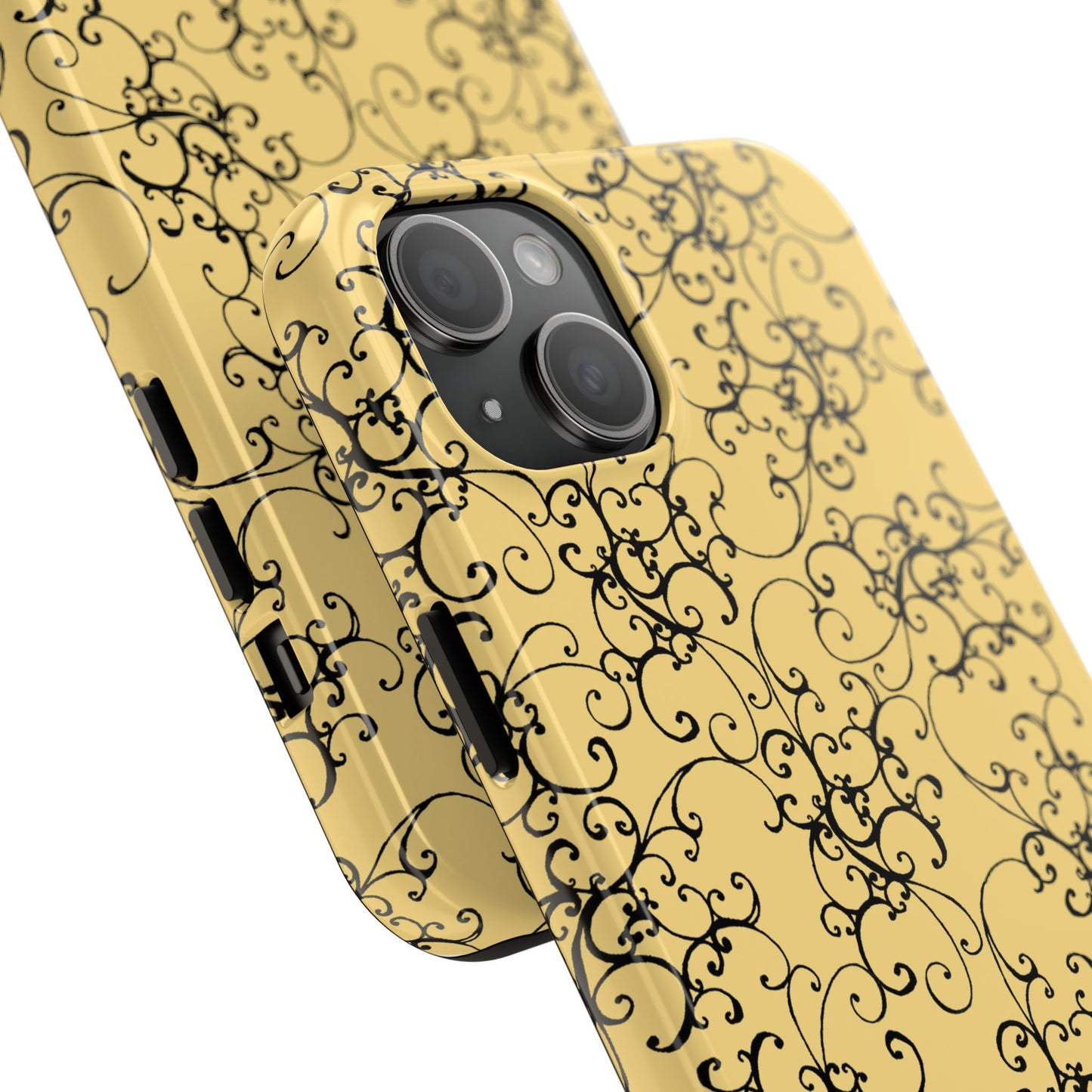 Elegant Scroll Yellow / Black Phone Case