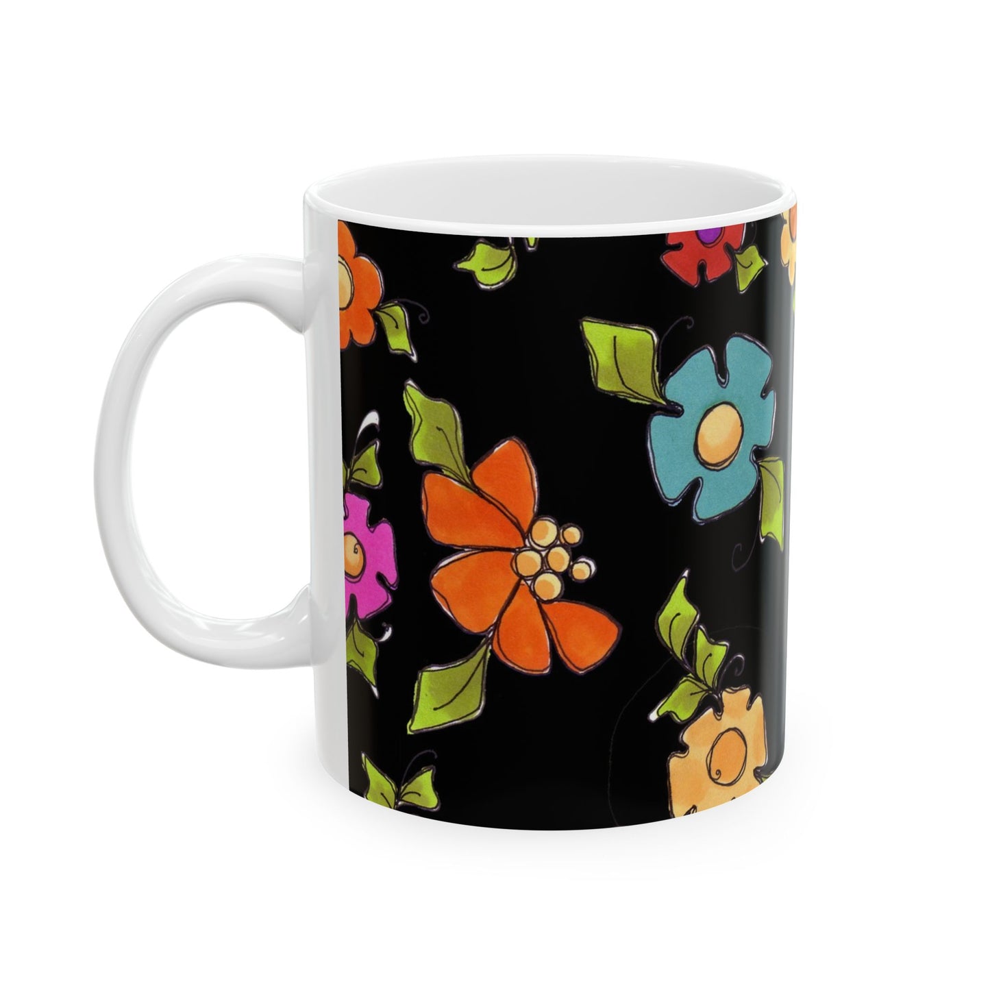 Dog Blooms Black Cup