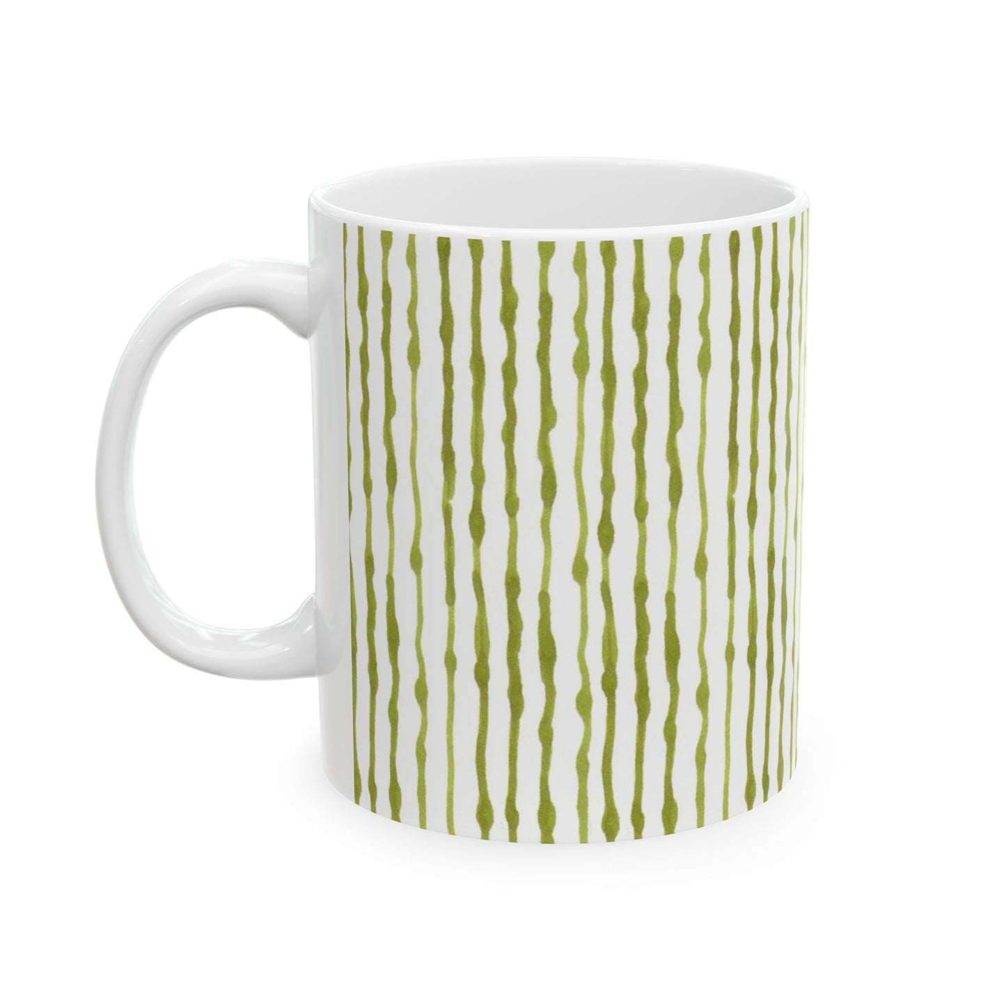 Faux Seersucker White / Green Cup