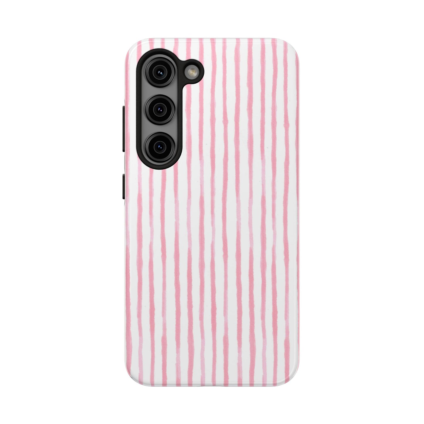 Happy Stripe White / Pink Phone Case