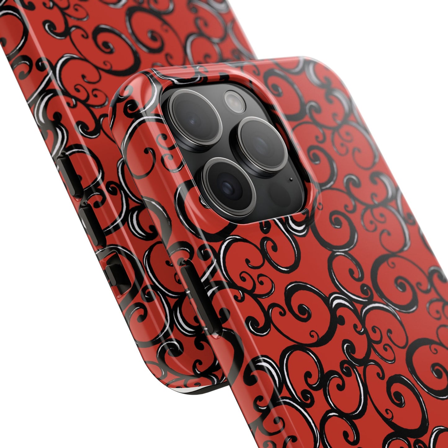 Curls Red / Black Phone Case