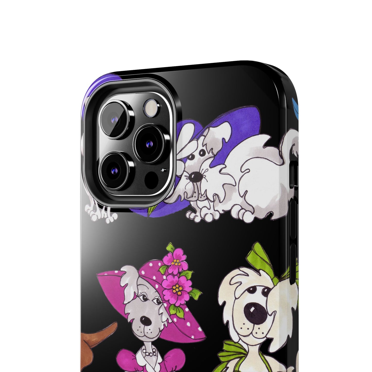 Fancy Dog Line Up Black Phone Case