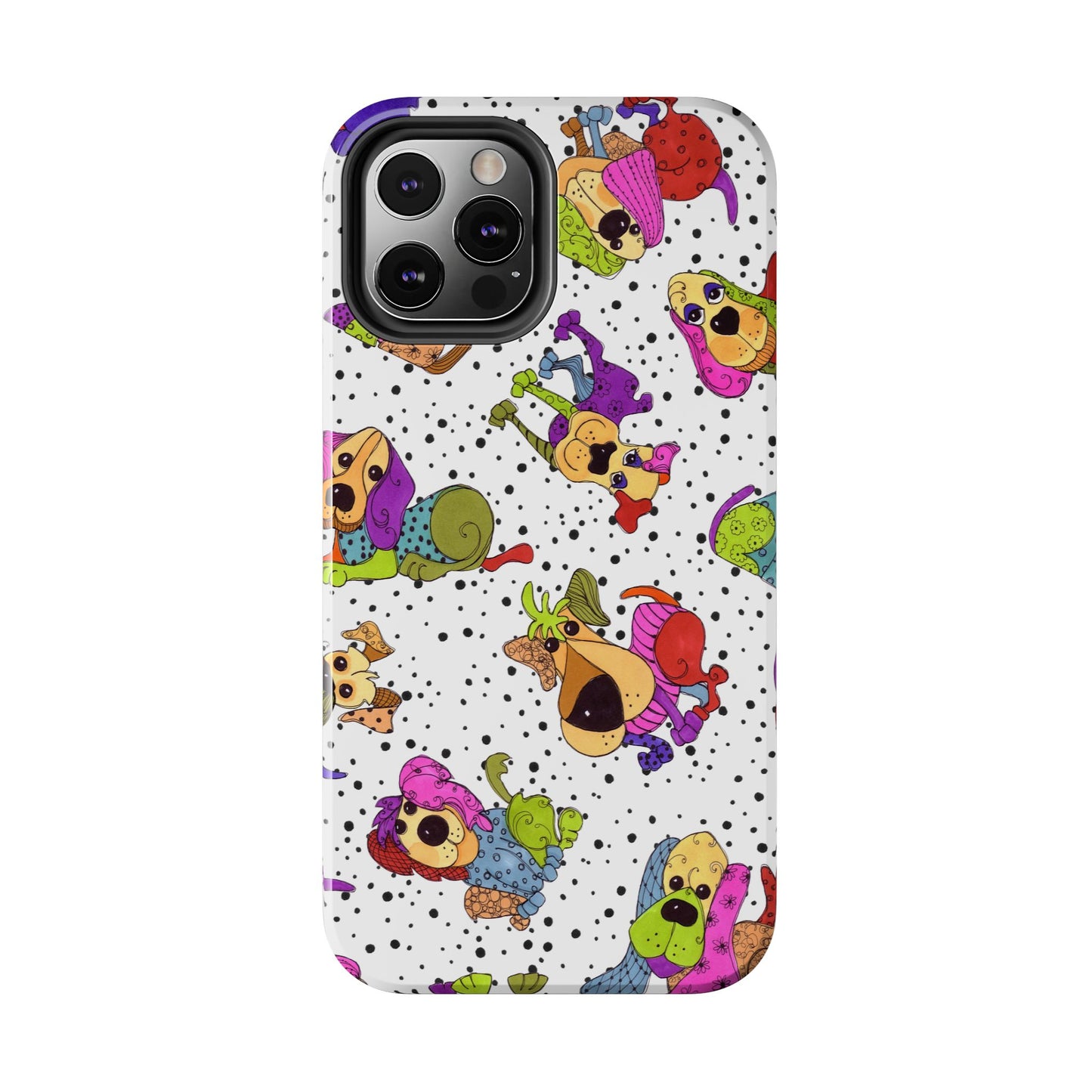 Tossed Happy Dogs White Phone Case