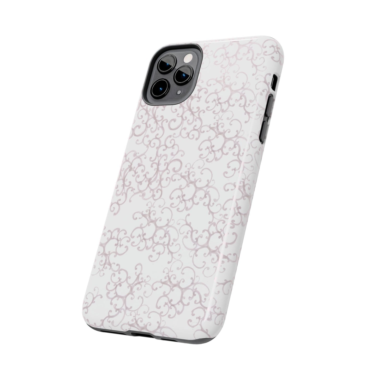 Scrollie White / Silver Phone Case