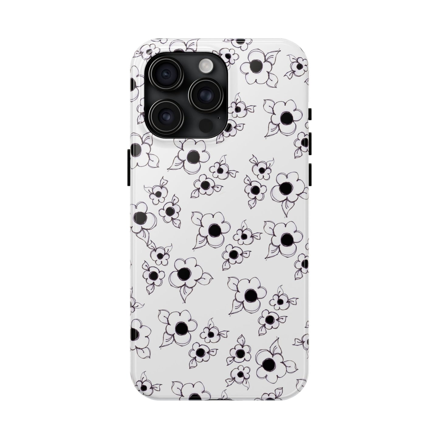 Daisy Cluster White / Black Phone Case