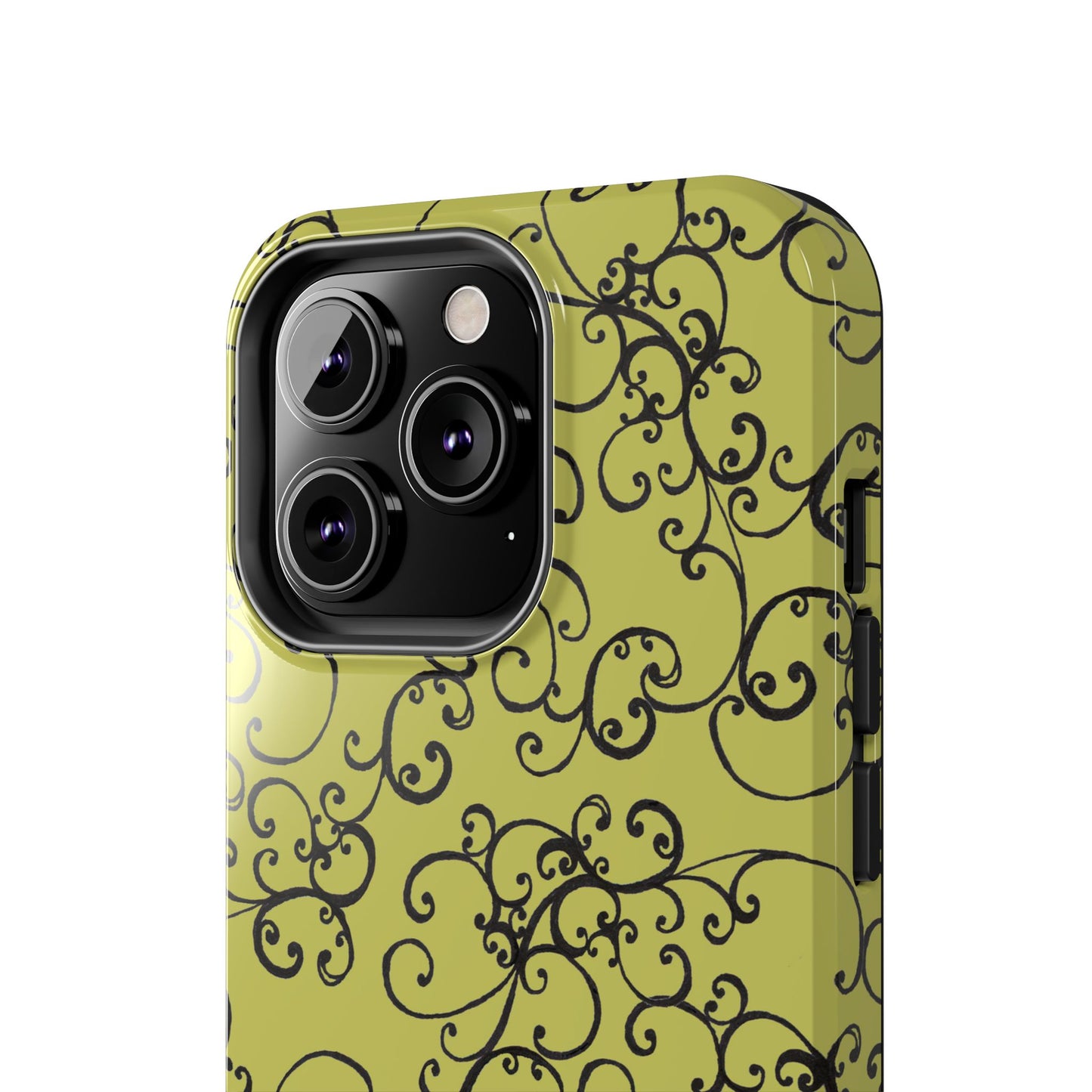 Elegant Scroll Green / Black Phone Case