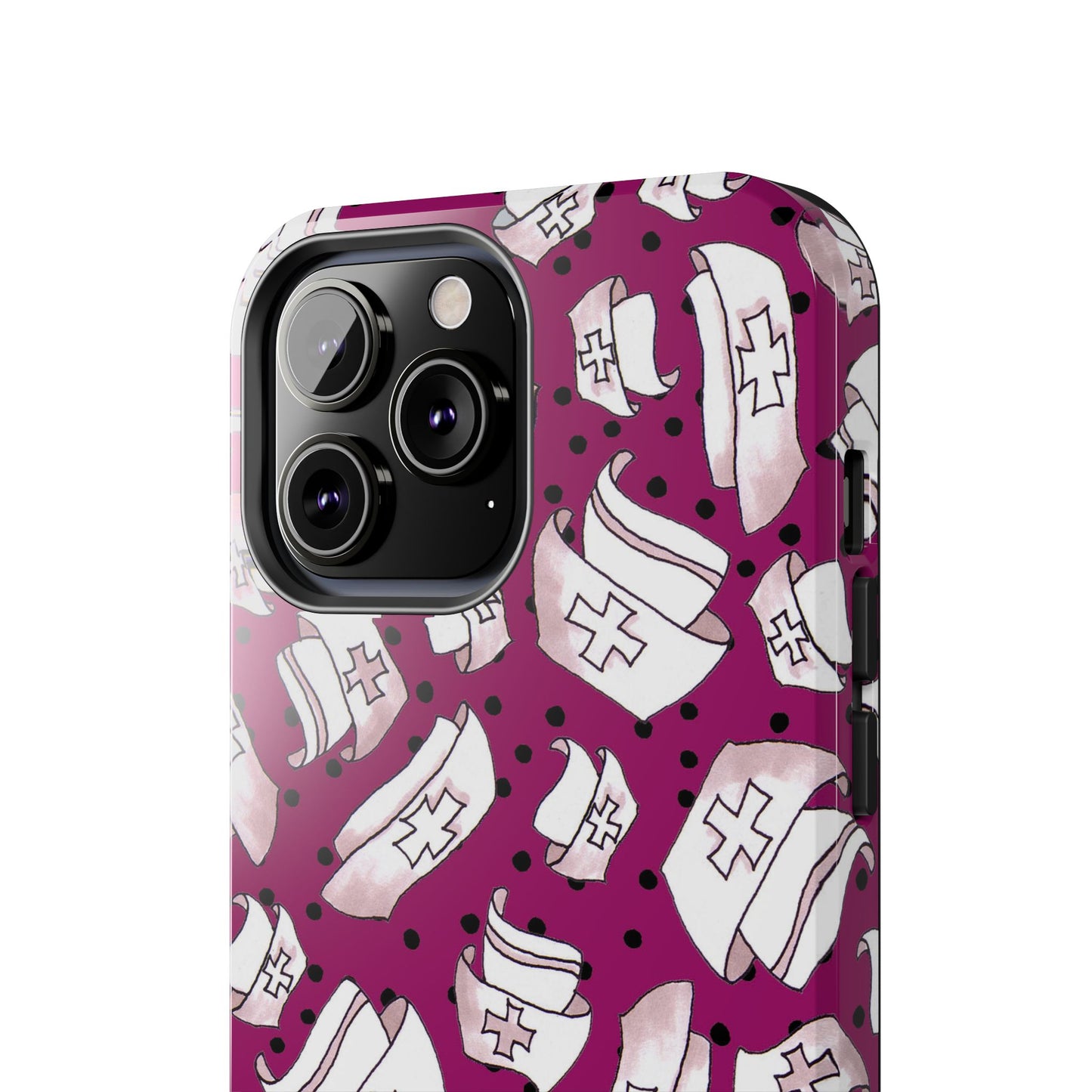 Med Hats Burgundy / Black Phone Case