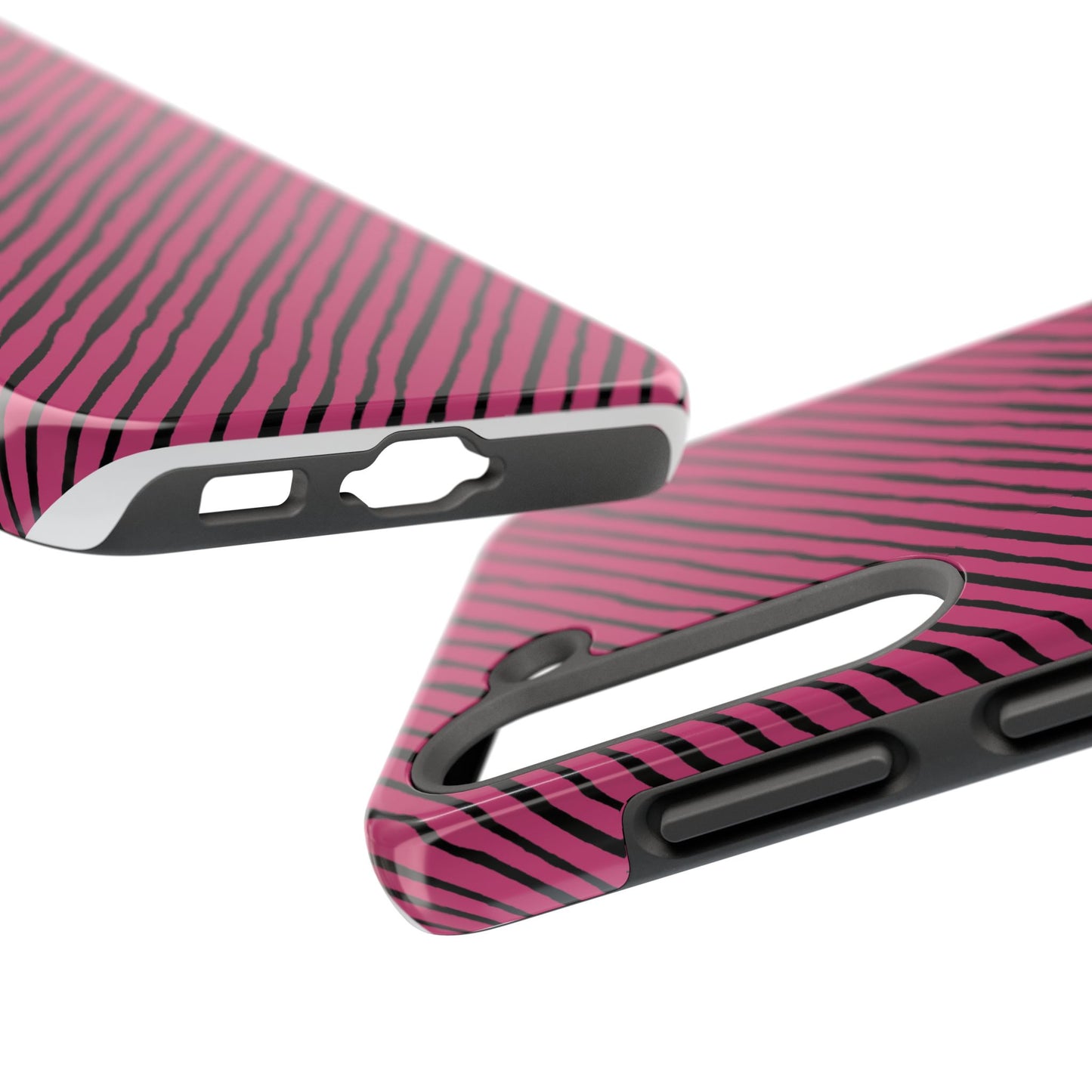 Quirky Bias Stripe Magenta / Black Phone Case