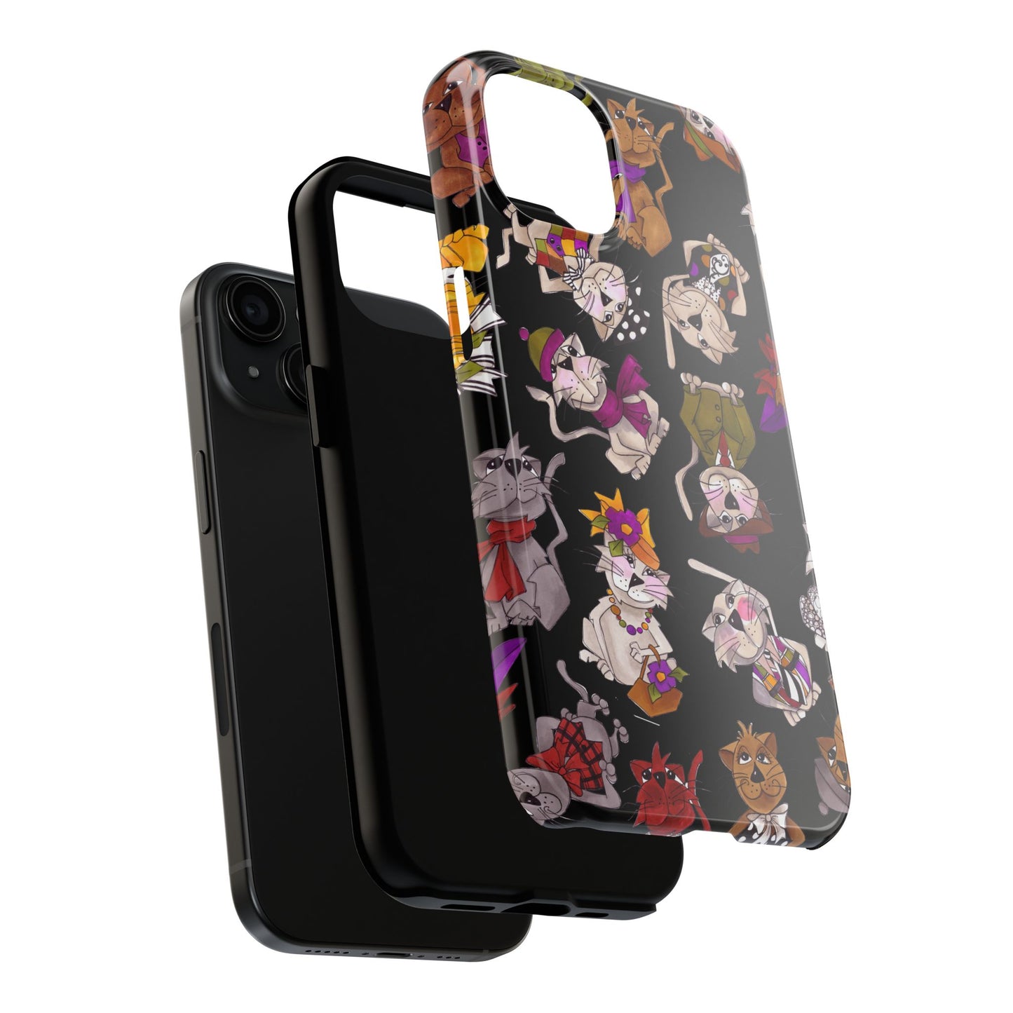 Spice Cats Tossed Black Phone Case