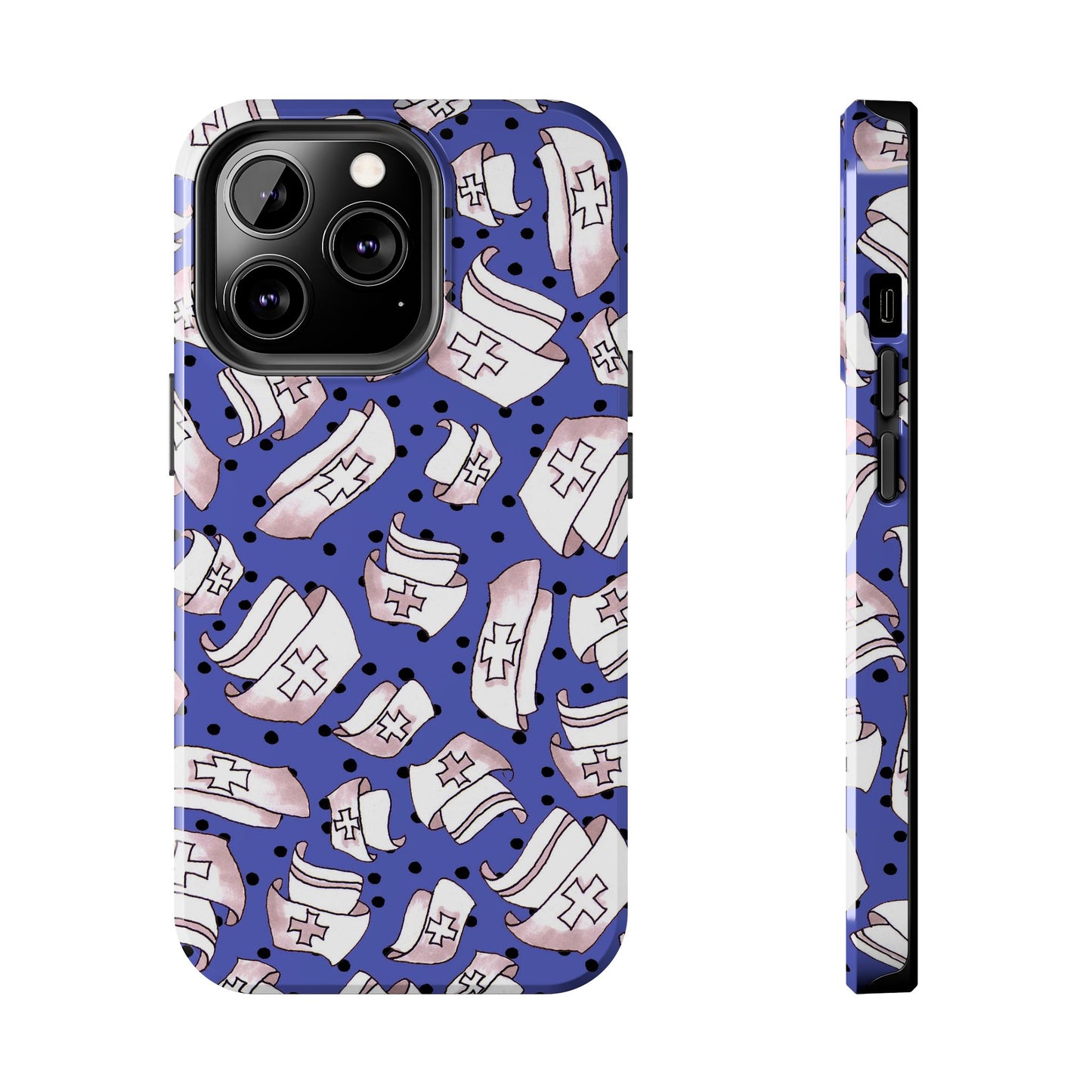 Med Hats Blue / Black Phone Case