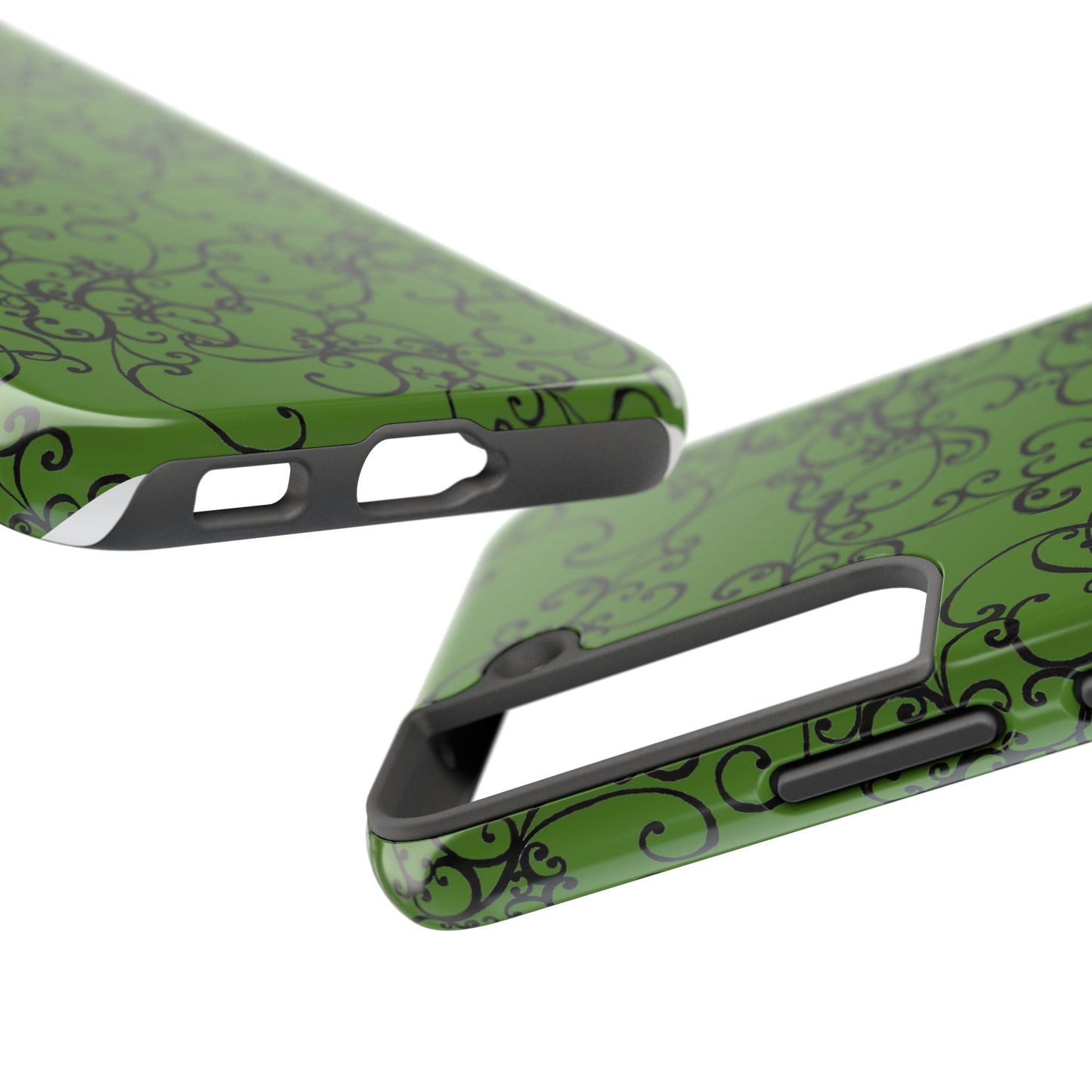 Elegant Scroll Green / Black Phone Case