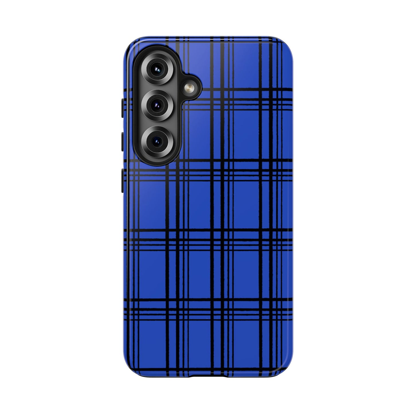 Glad Plaid Blue / Black Phone Case