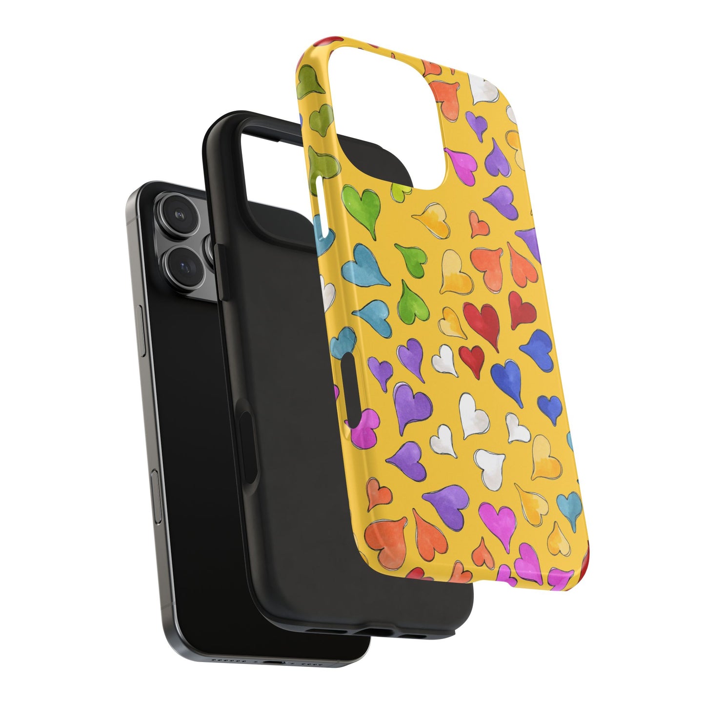Happy Hearts Yellow Phone Case