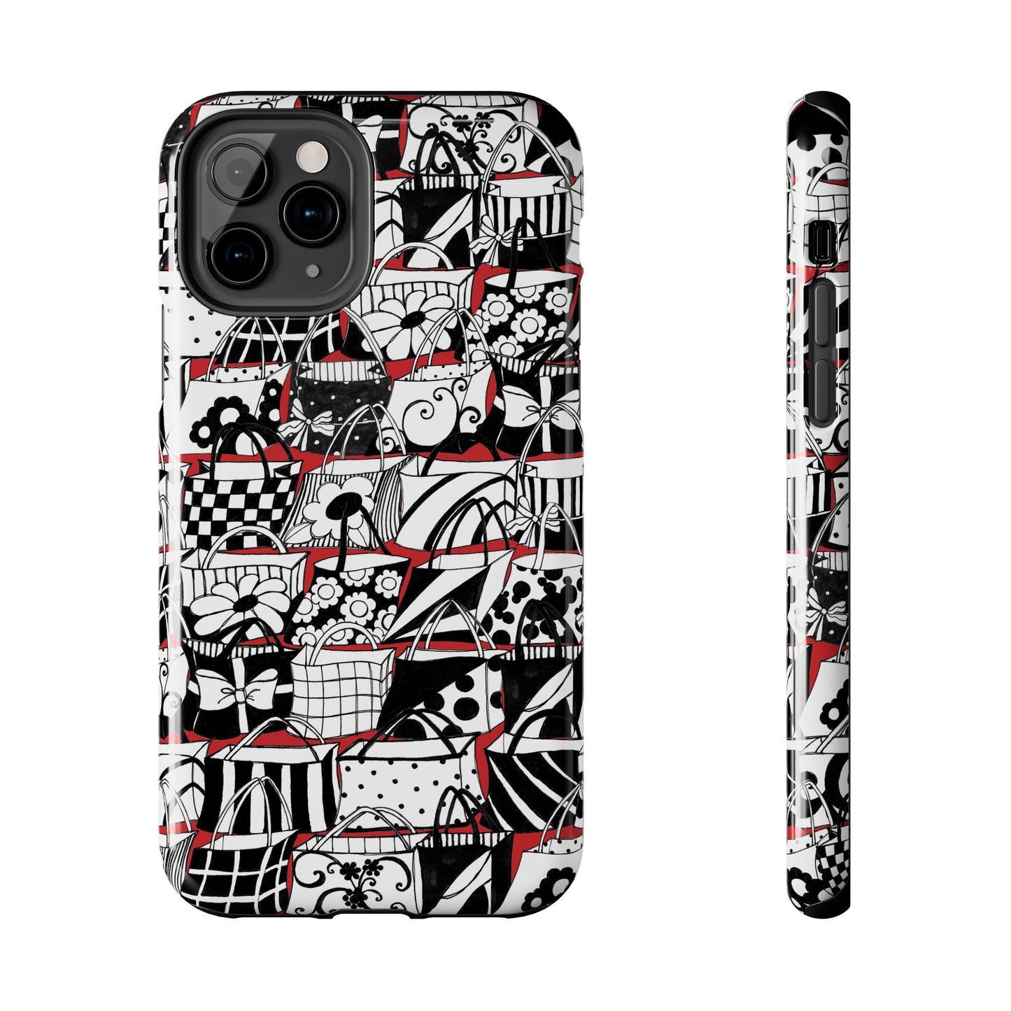 Totally Black, White & Red Phone Case