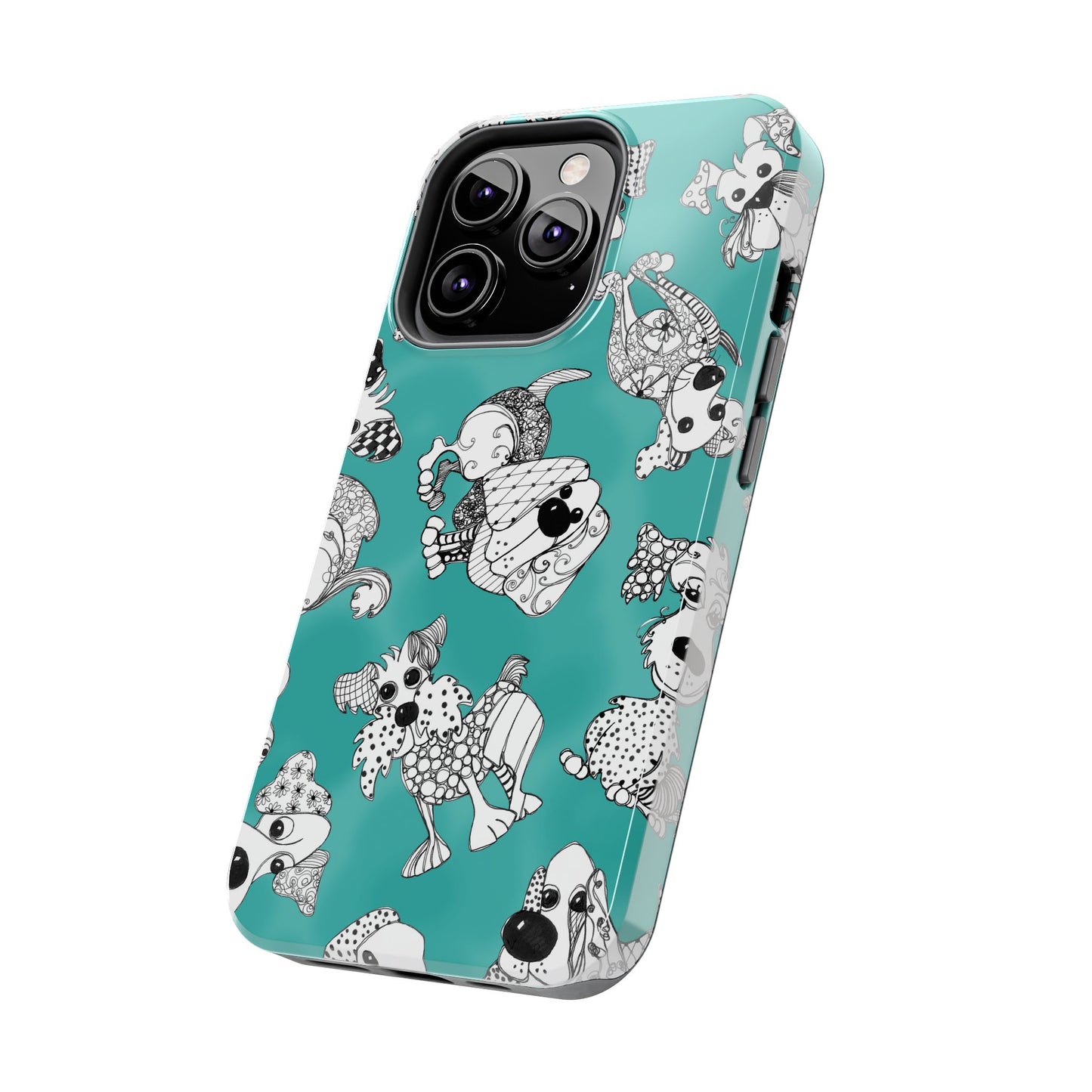 Doodle Dogs Turquoise Phone Case