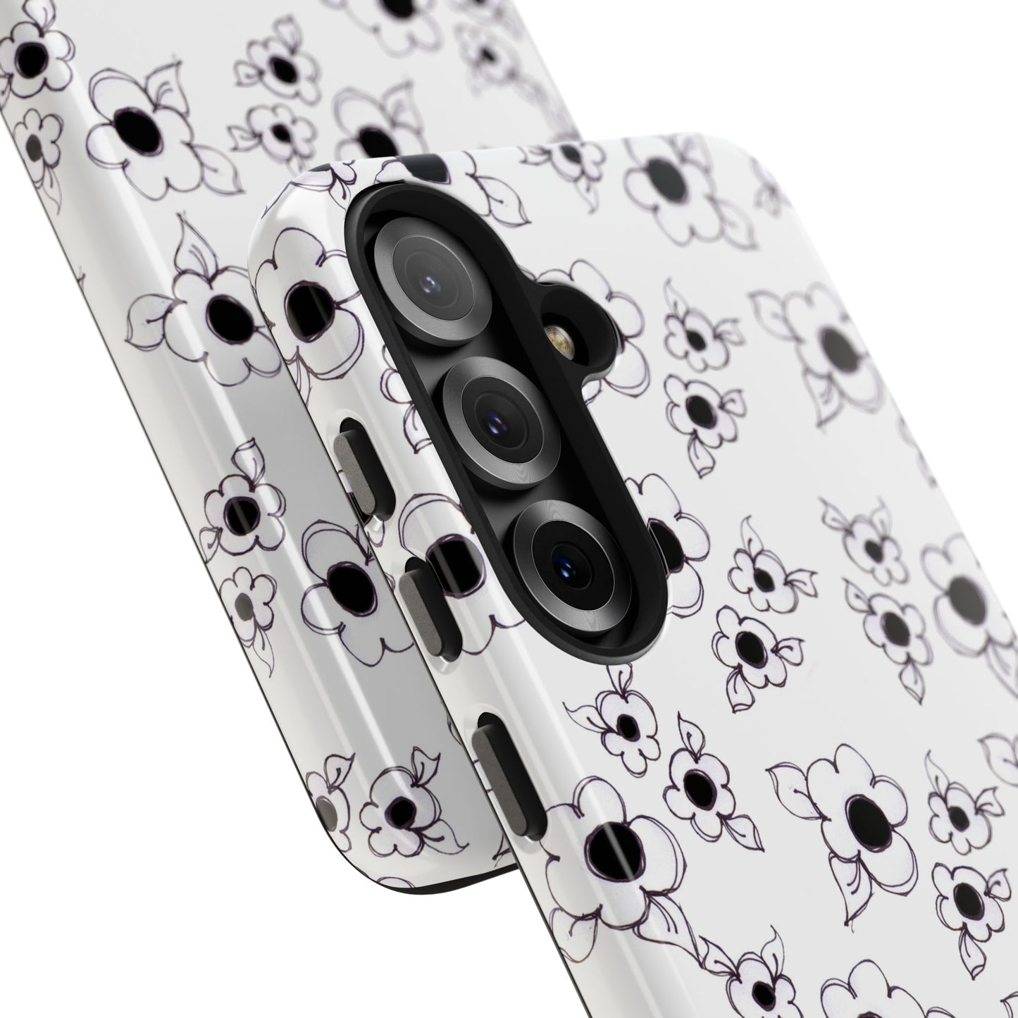 Daisy Cluster White / Black Phone Case