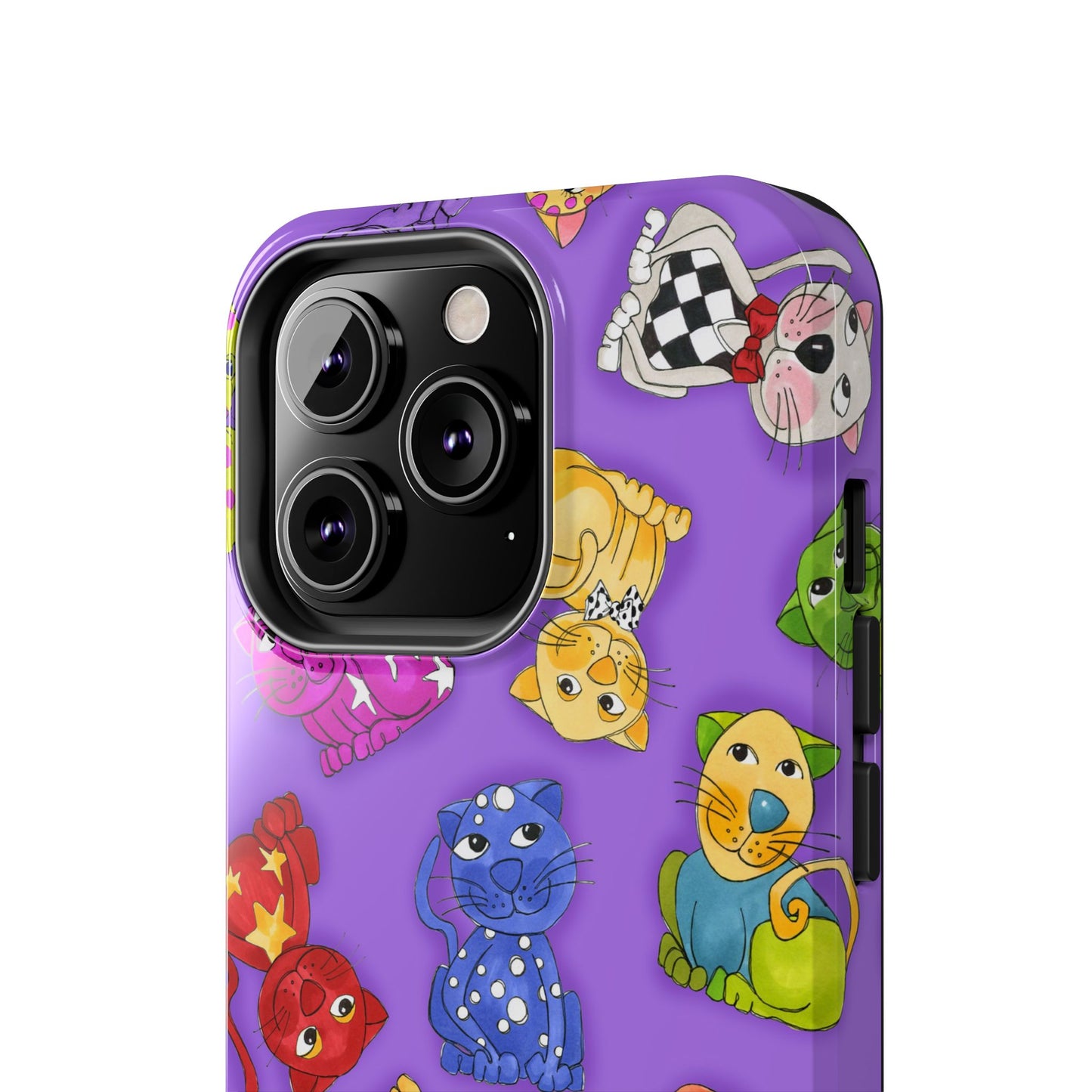 Tossed Happy Cats Purple Phone Case