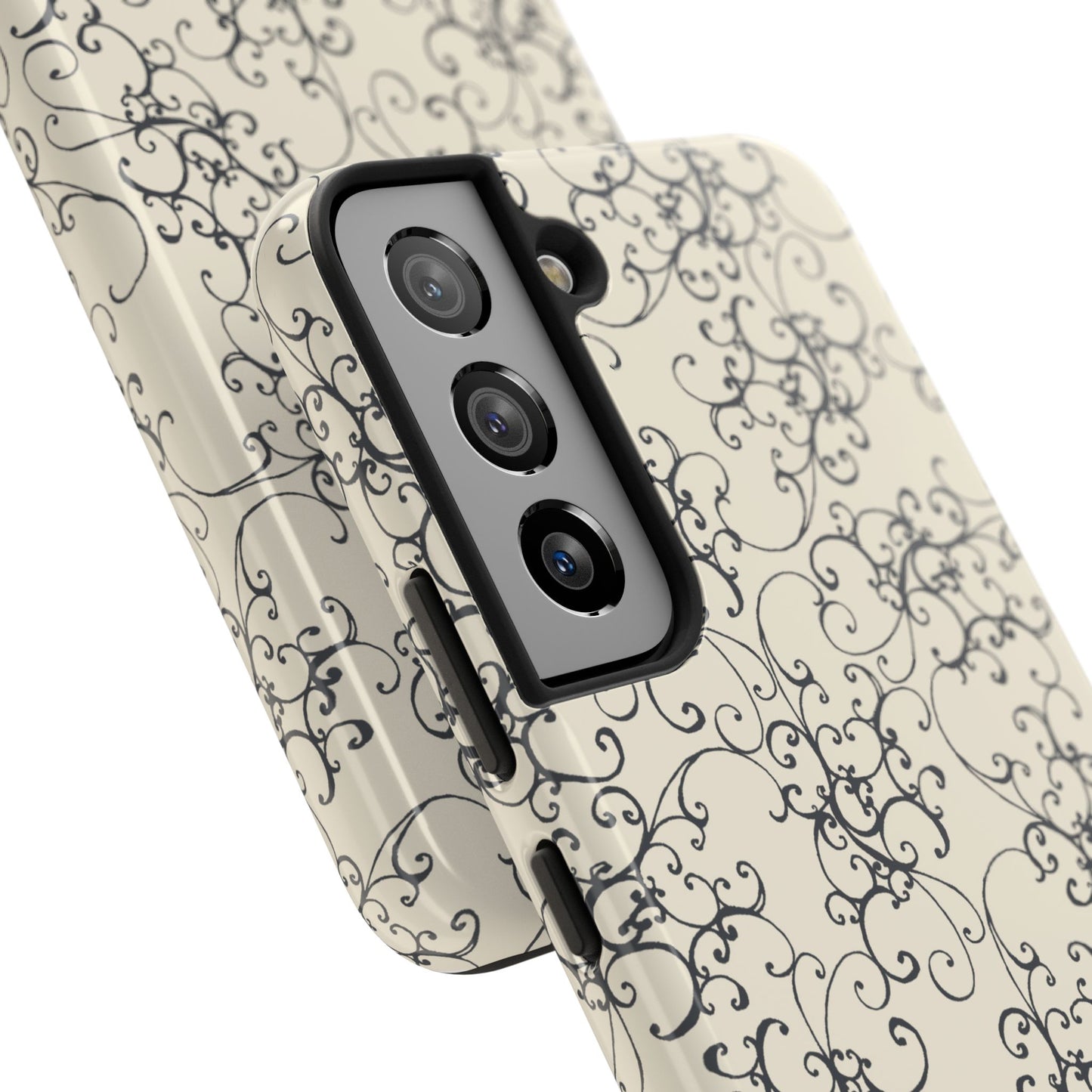 Elegant Scroll Ivory / Black Phone Case