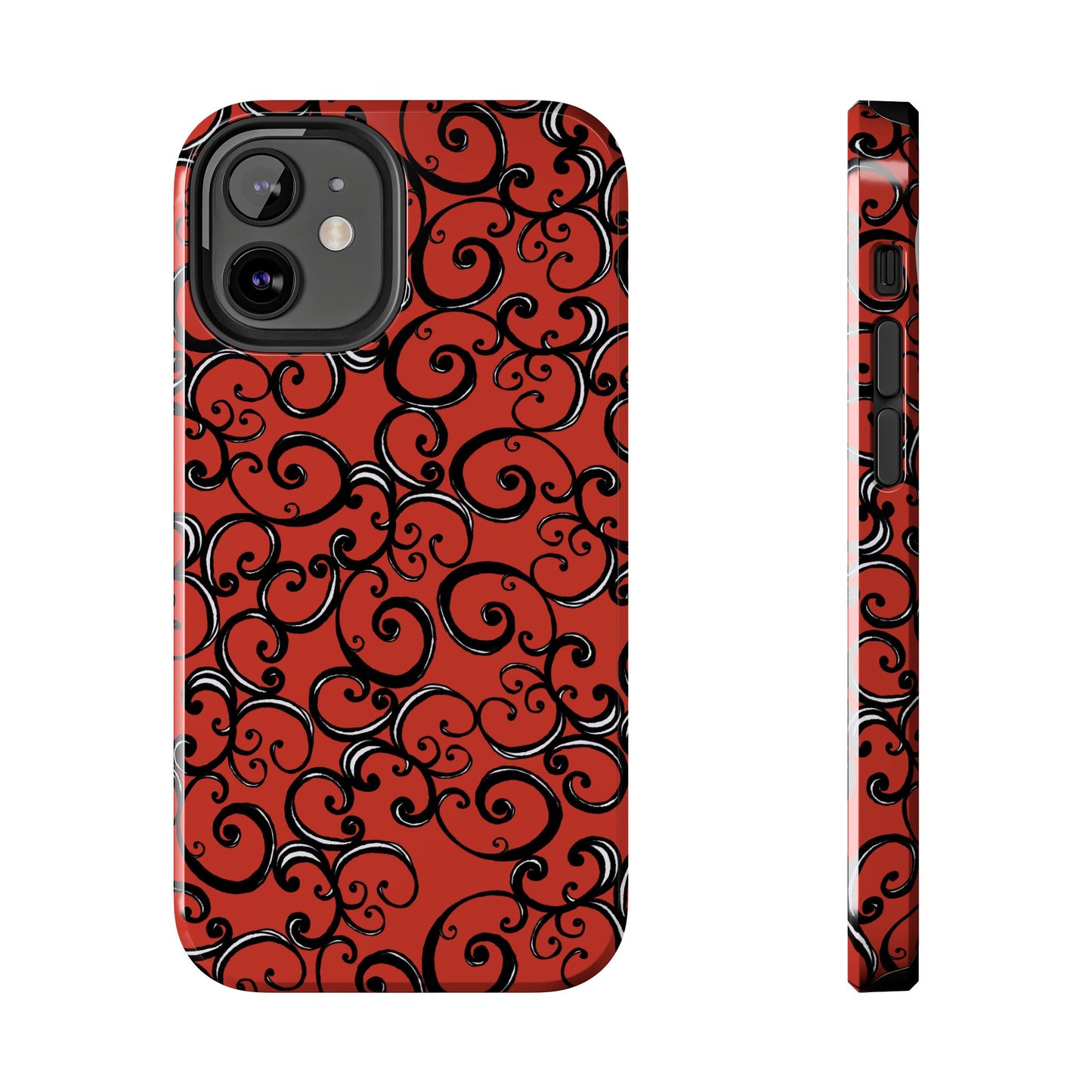 Curls Red / Black Phone Case