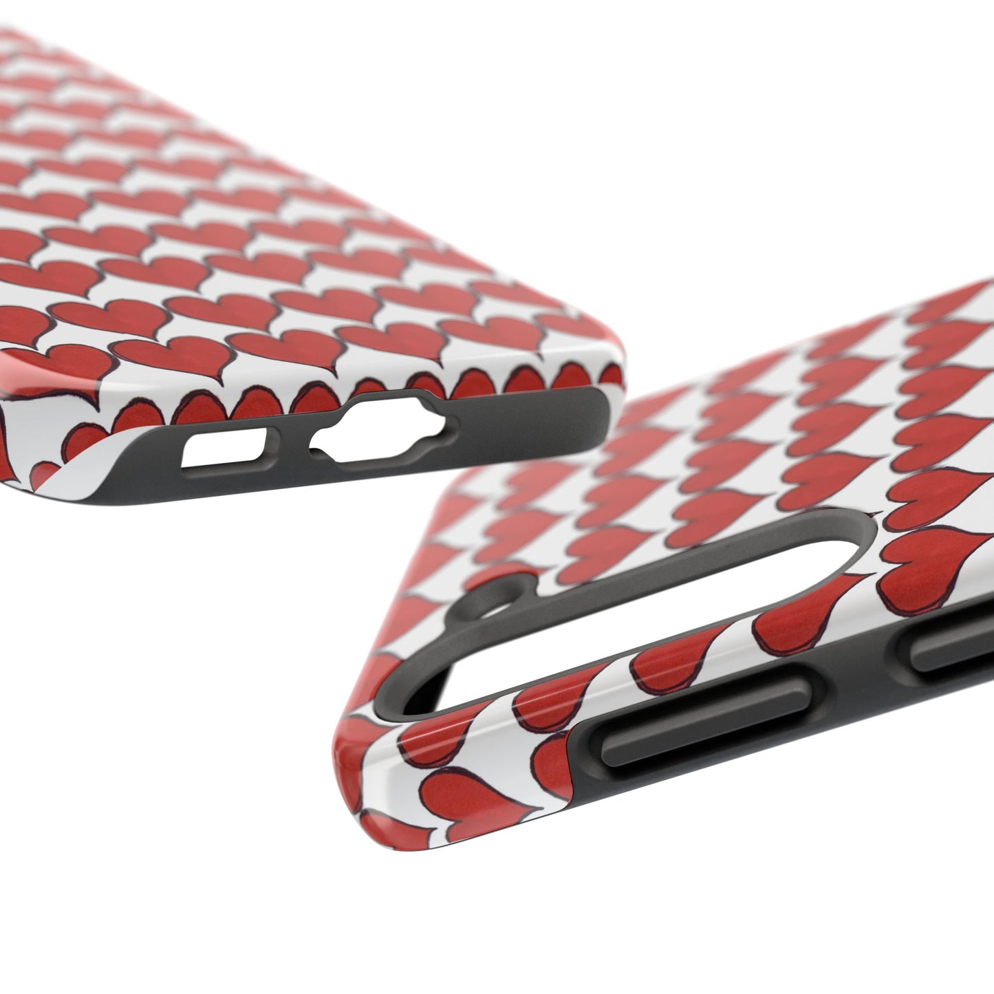 Heartbeats White / Red Phone Case