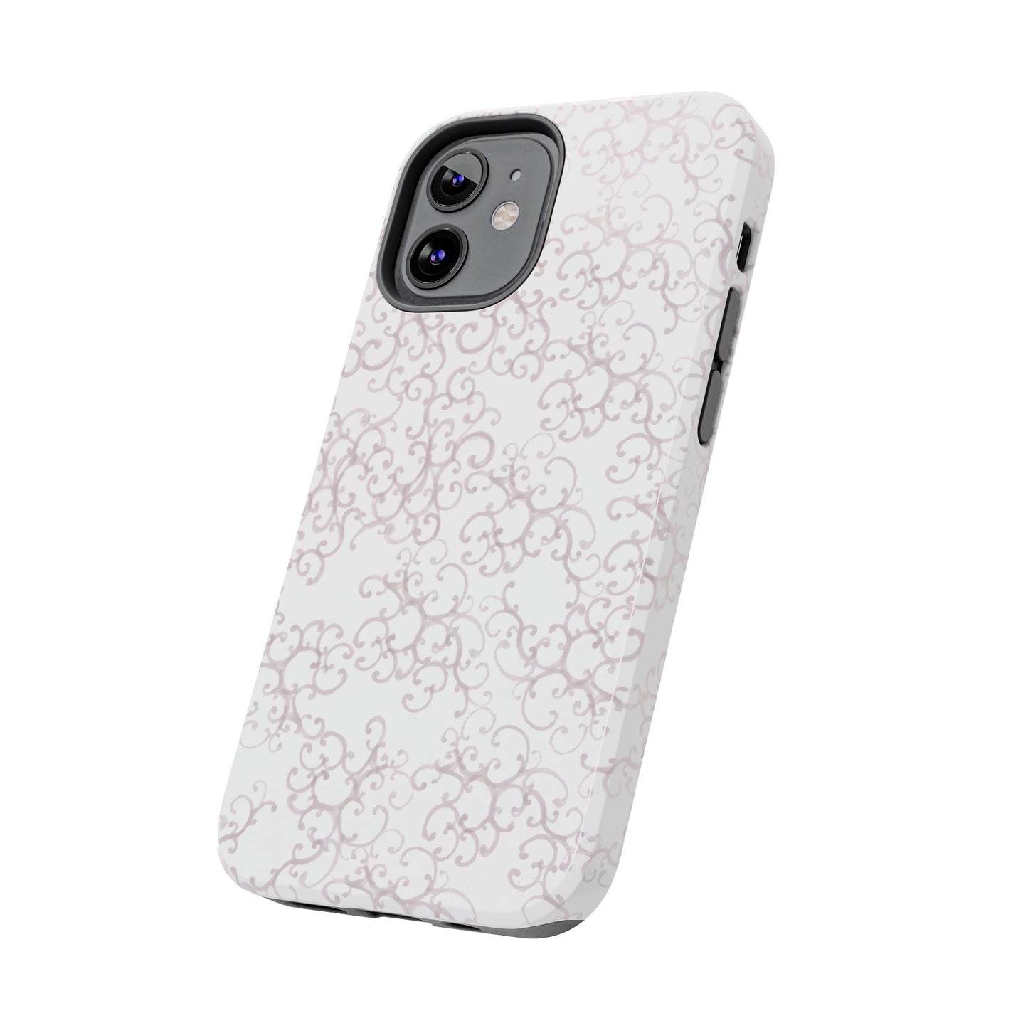 Scrollie White / Silver Phone Case