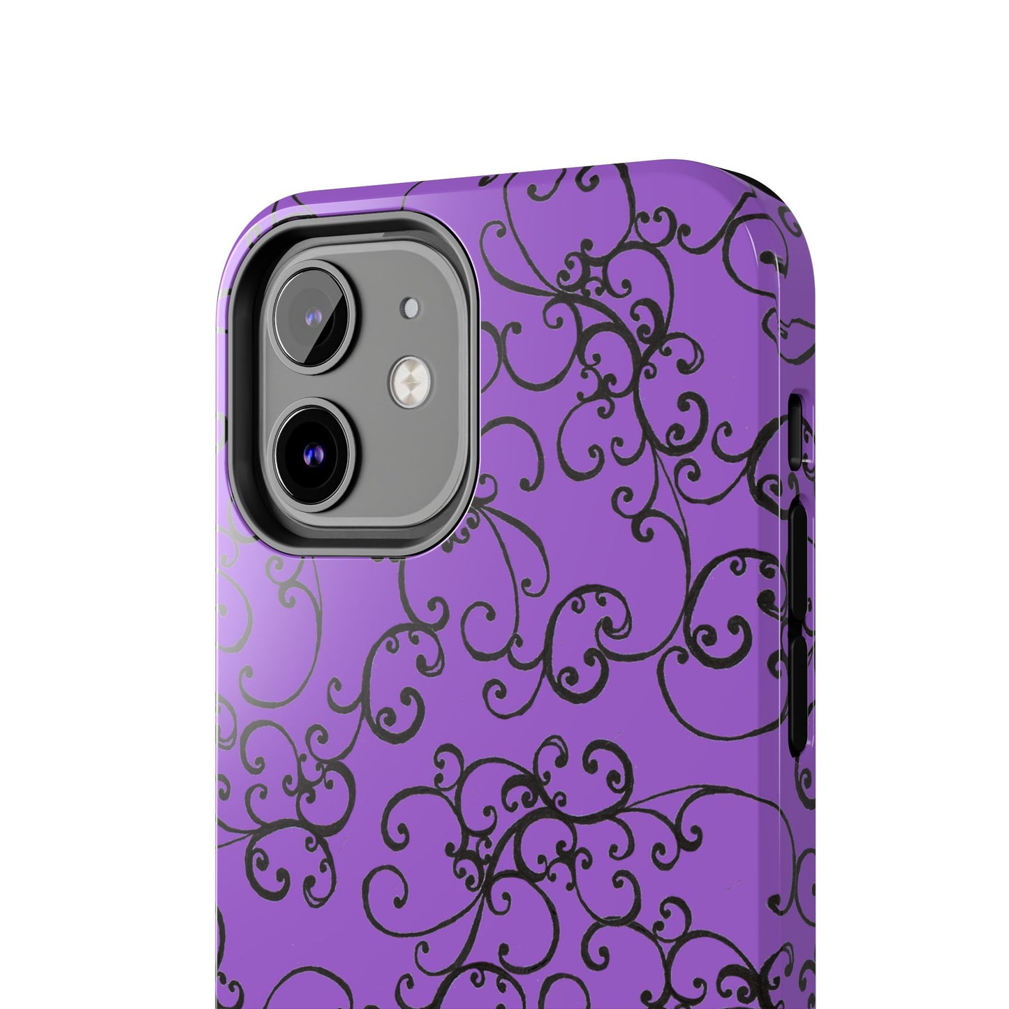 Elegant Scroll Purple / Black Phone Case