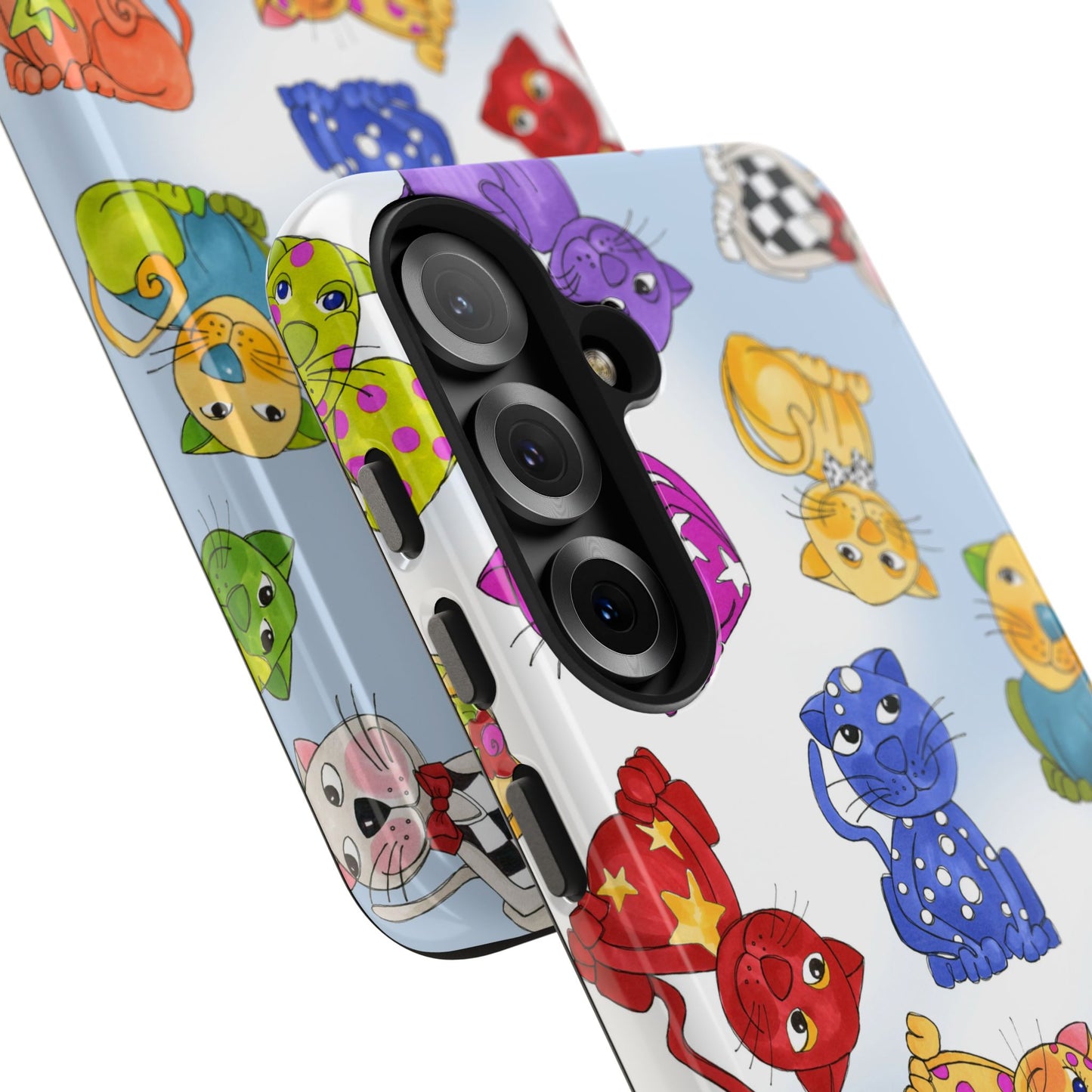 Tossed Happy Cats Blue Sky Phone Case