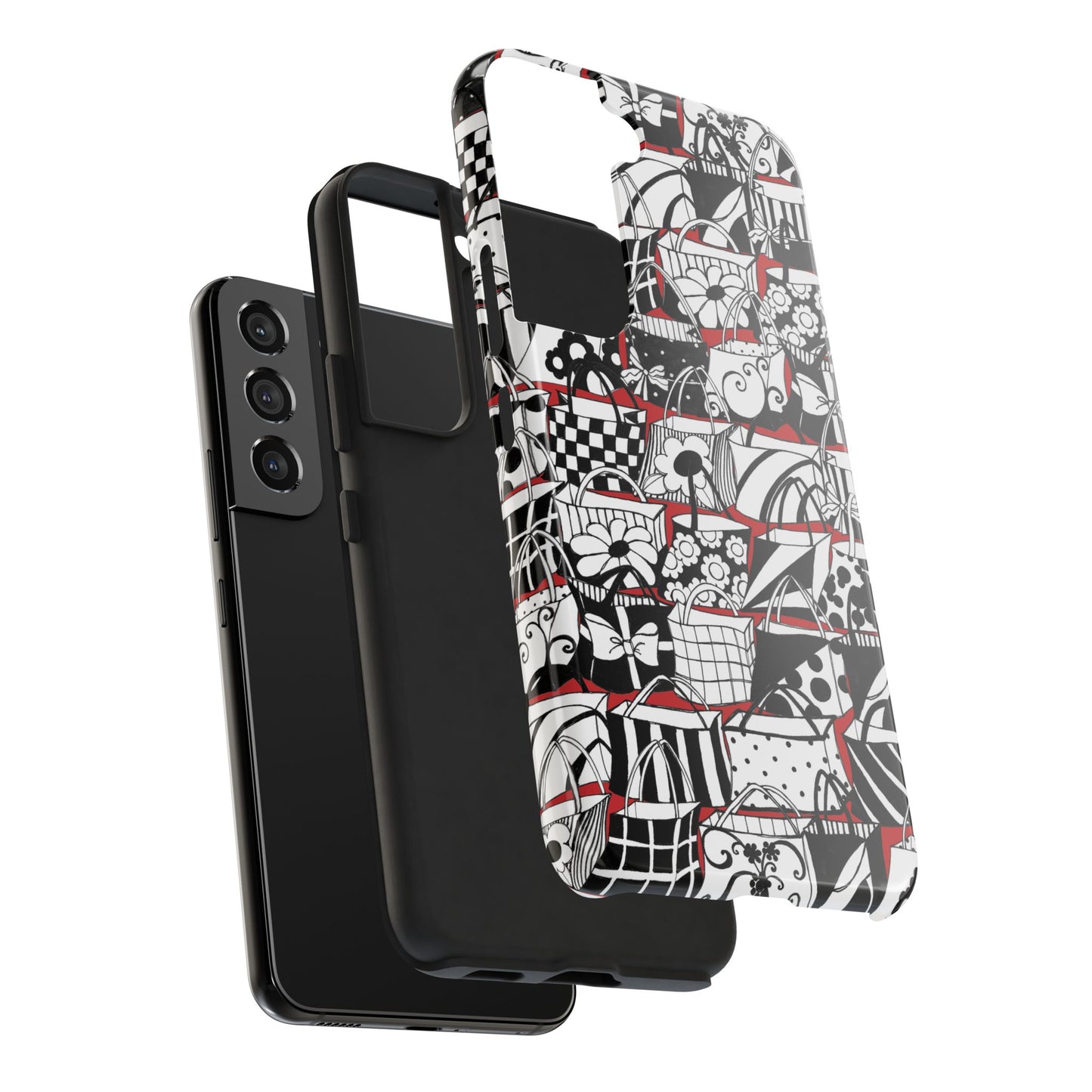 Totally Black, White & Red Phone Case