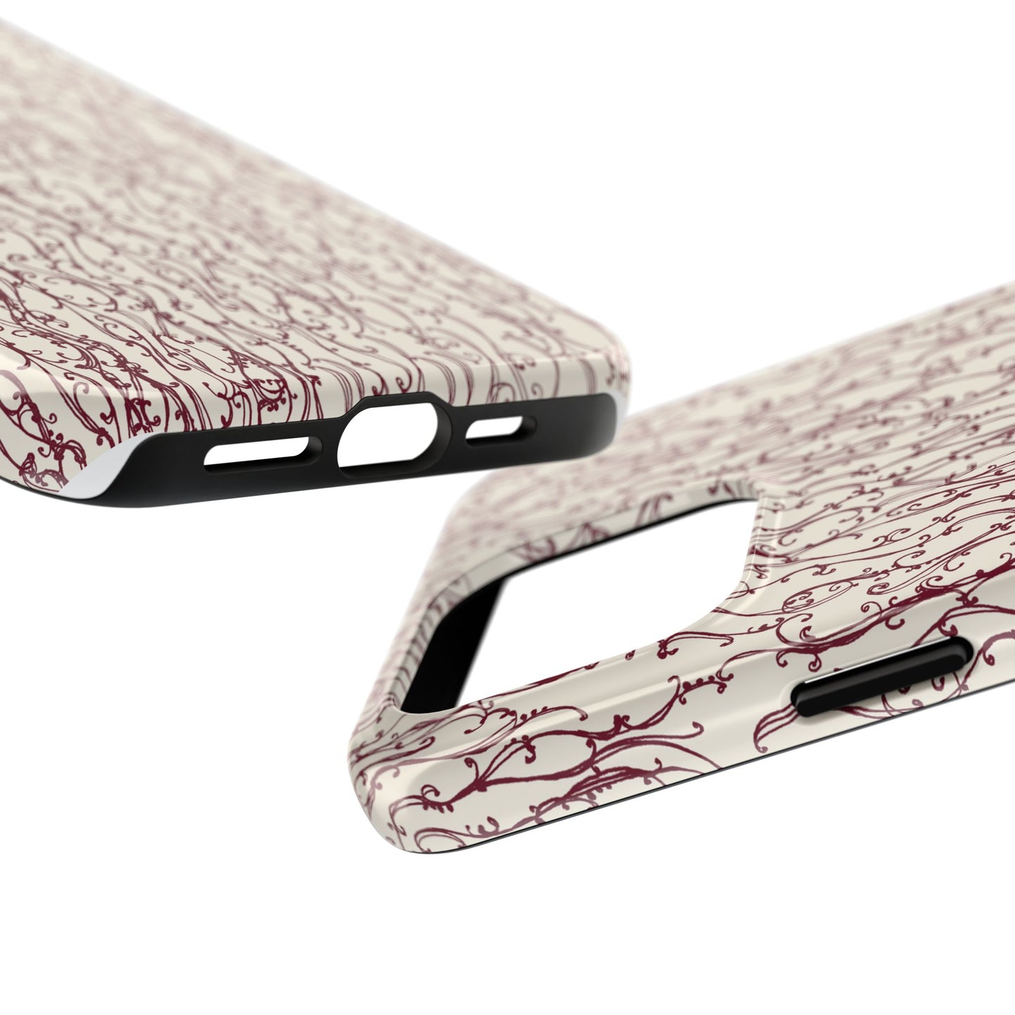 Swan Scroll Ivory / Red Phone Case