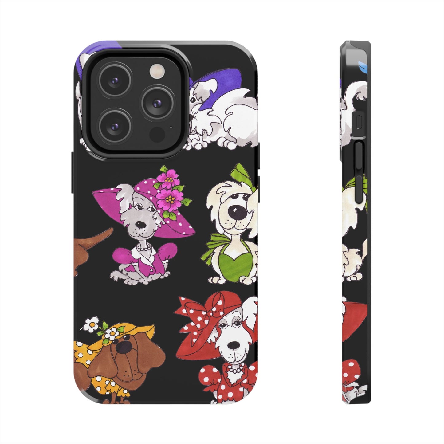 Fancy Dog Line Up Black Phone Case