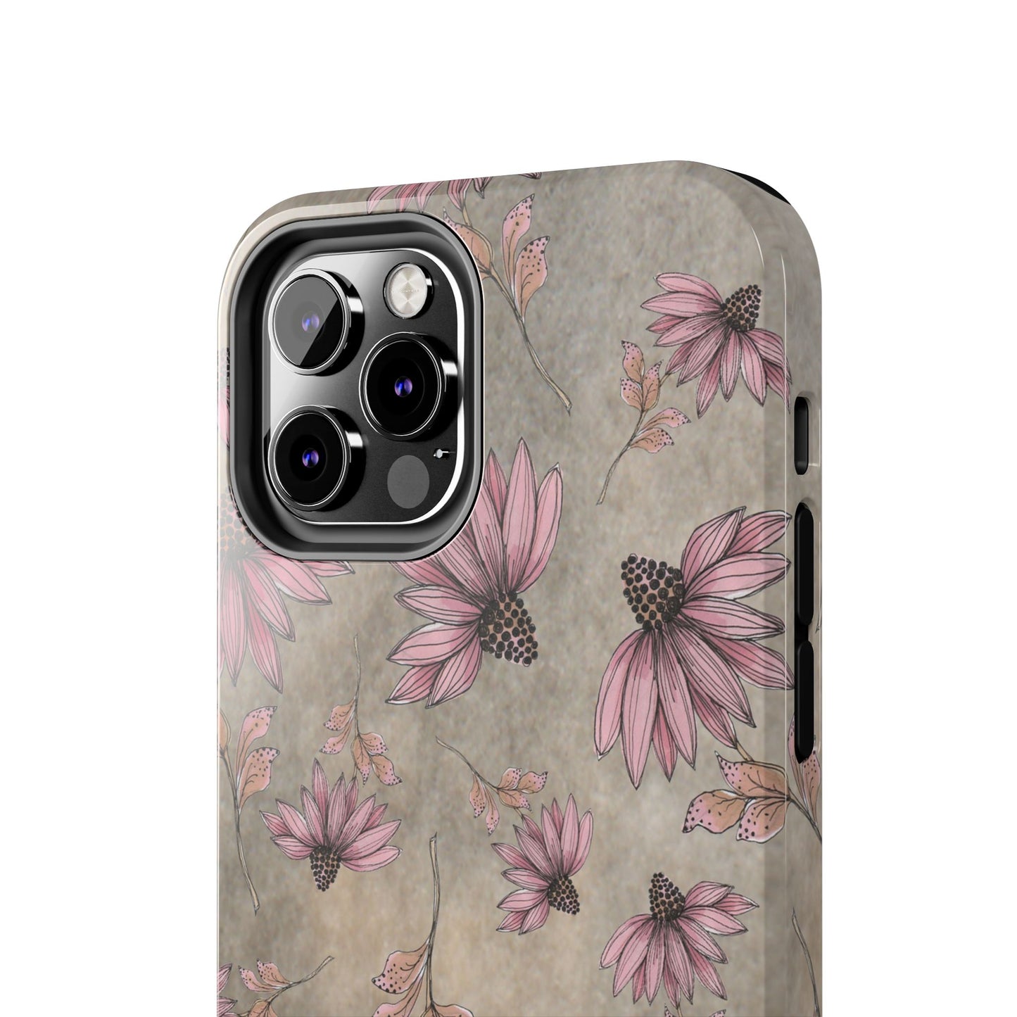 Wild Cone Flowers Taupe Marble Phone Case