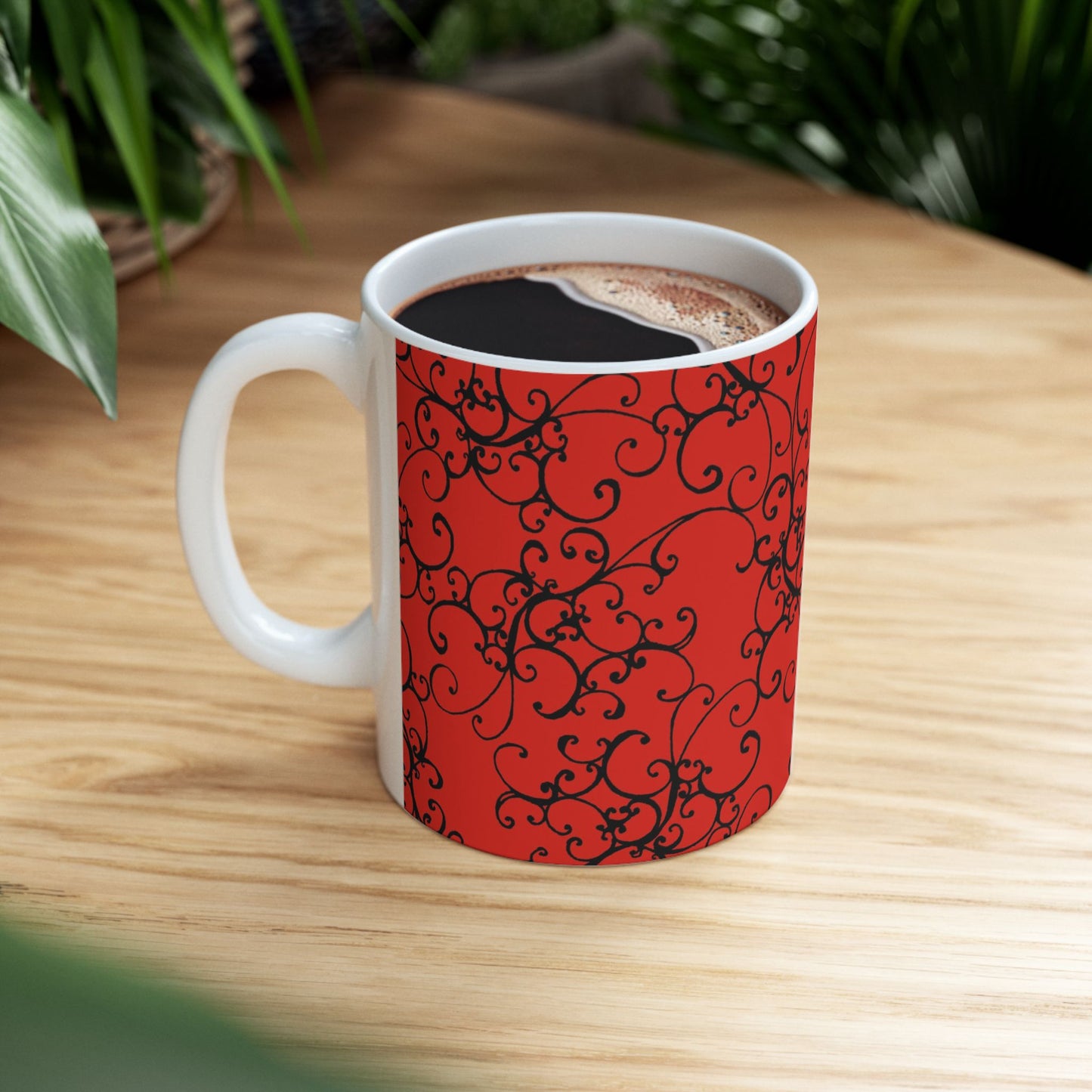 Elegant Scroll Red / Black Cup