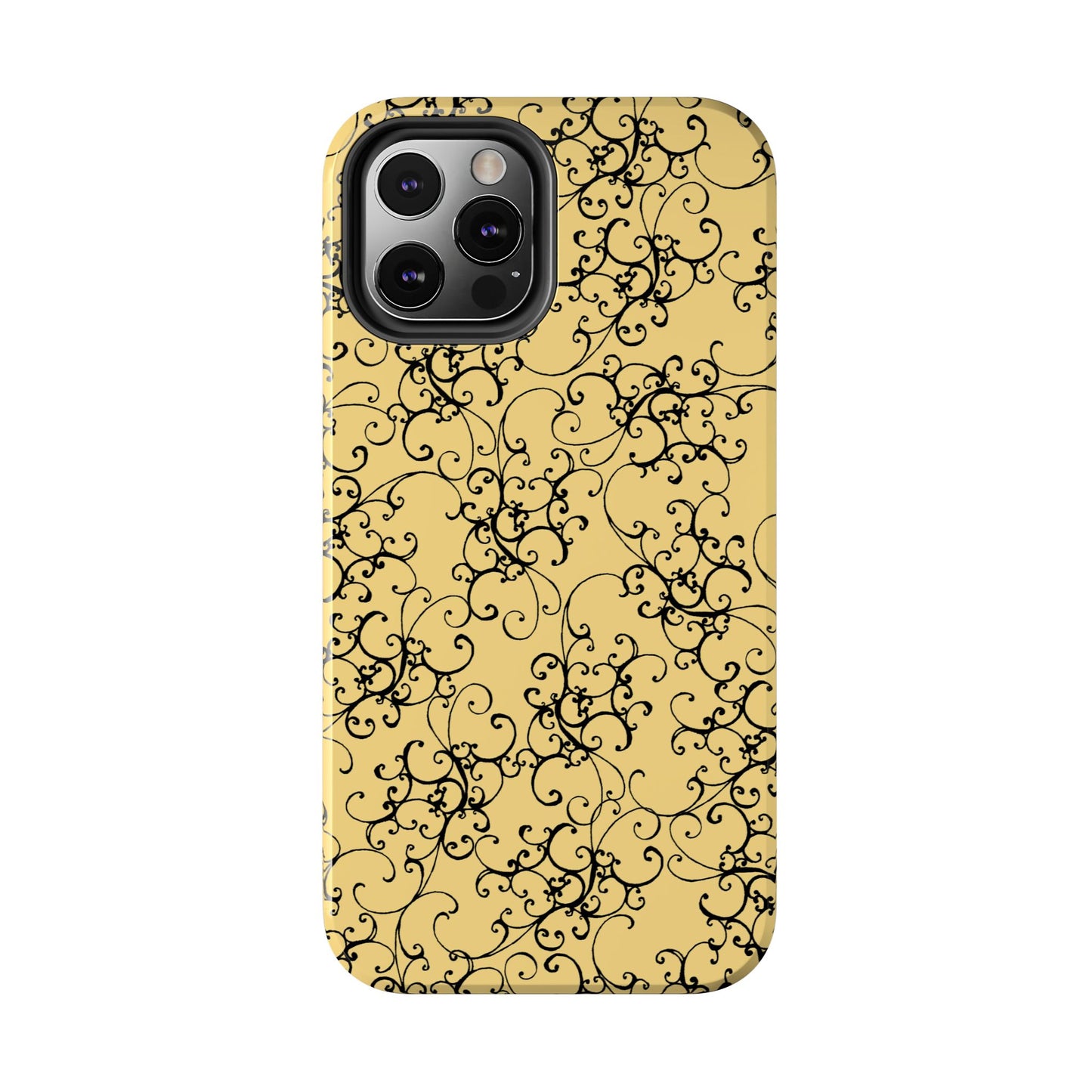 Elegant Scroll Yellow / Black Phone Case