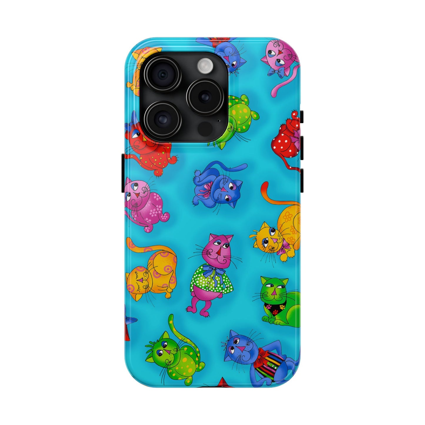 Tossed Cool Cats Turquoise Phone Case