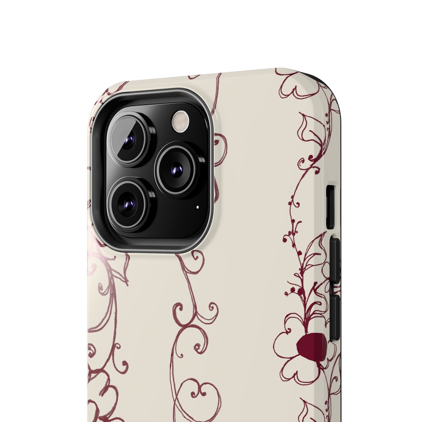Scroll Flower Stripe Muslin / Red Phone Case