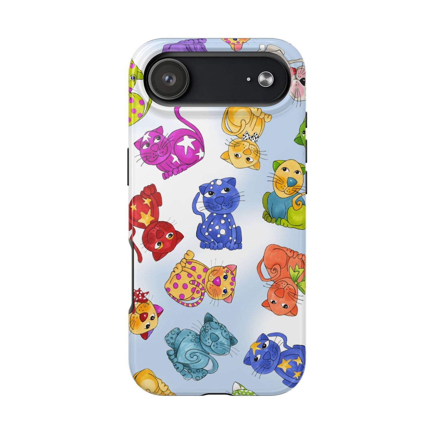 Tossed Happy Cats Blue Sky Phone Case