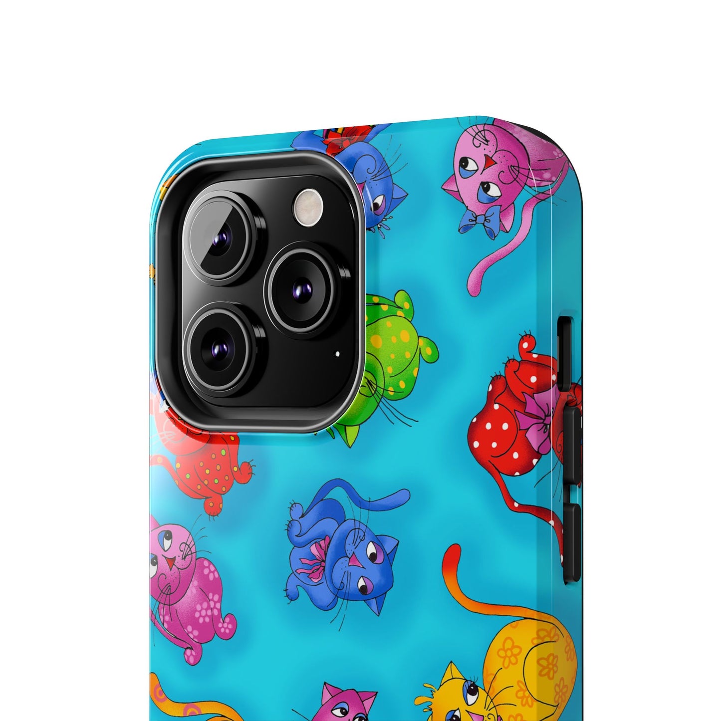Tossed Cool Cats Turquoise Phone Case